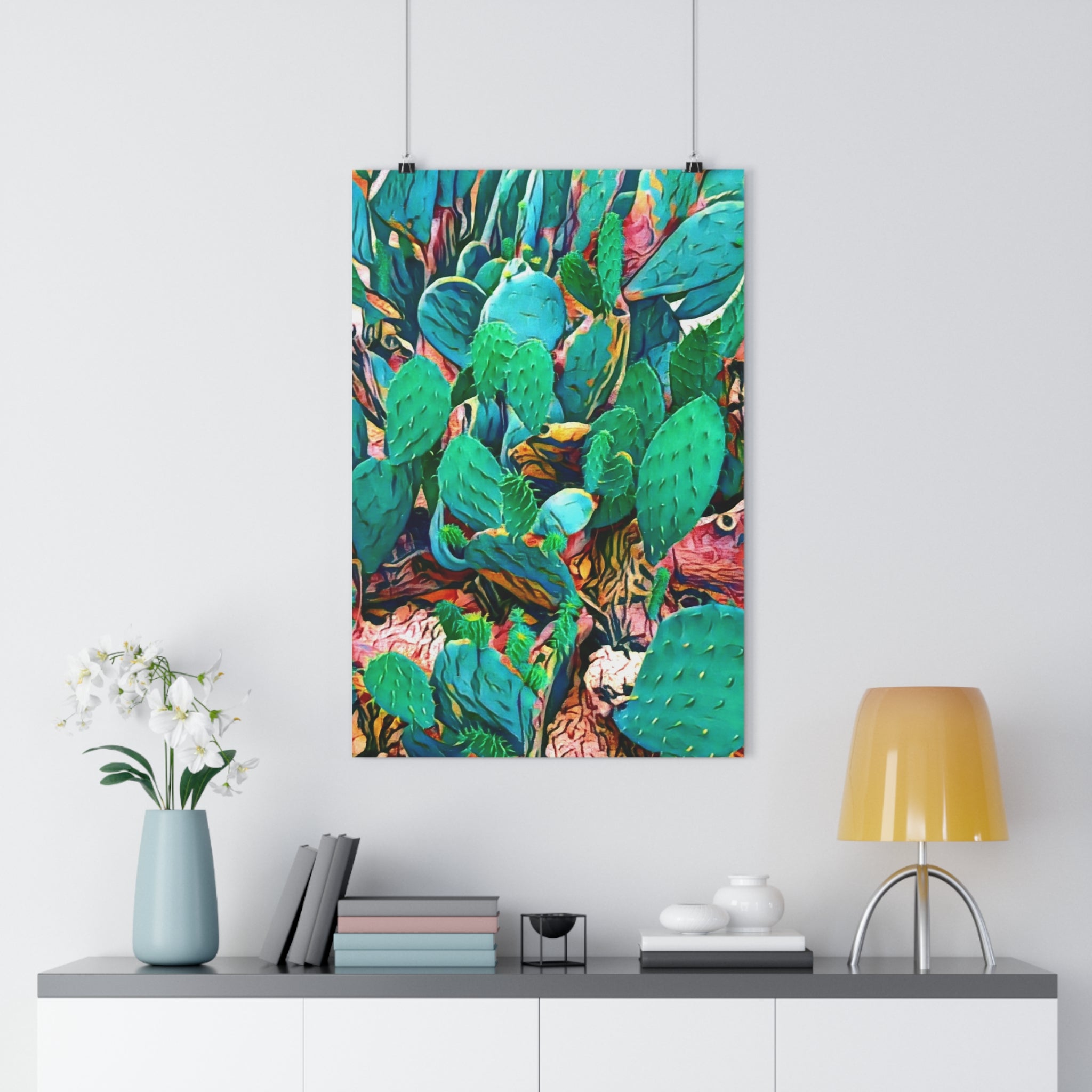 Prickly Pear Cactus Giclée Art Print — Vibrant Botanical Wall Art