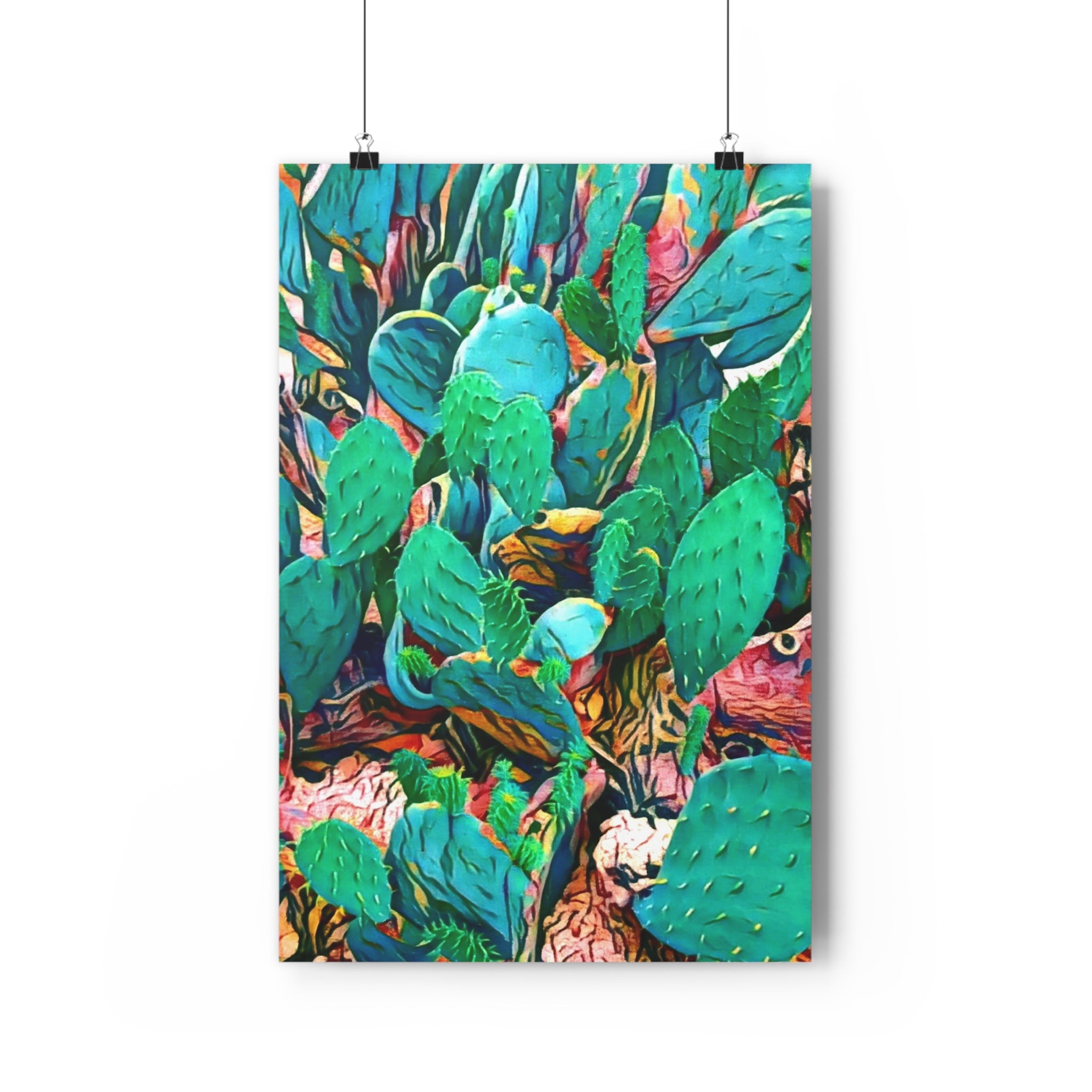 Prickly Pear Cactus Giclée Art Print — Vibrant Botanical Wall Art