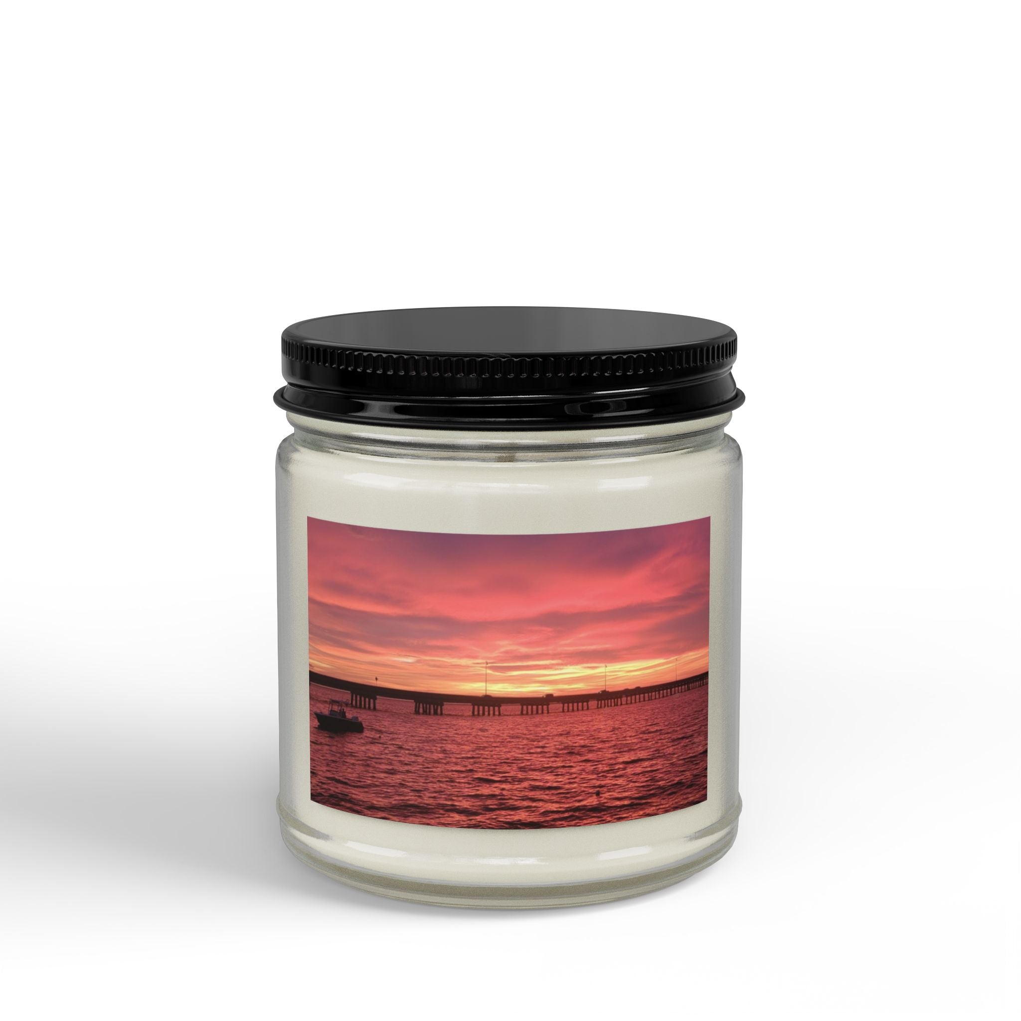 Sunset Sea Scented Soy Candle — Amber Jar with Black Lid (4oz & 9oz)
