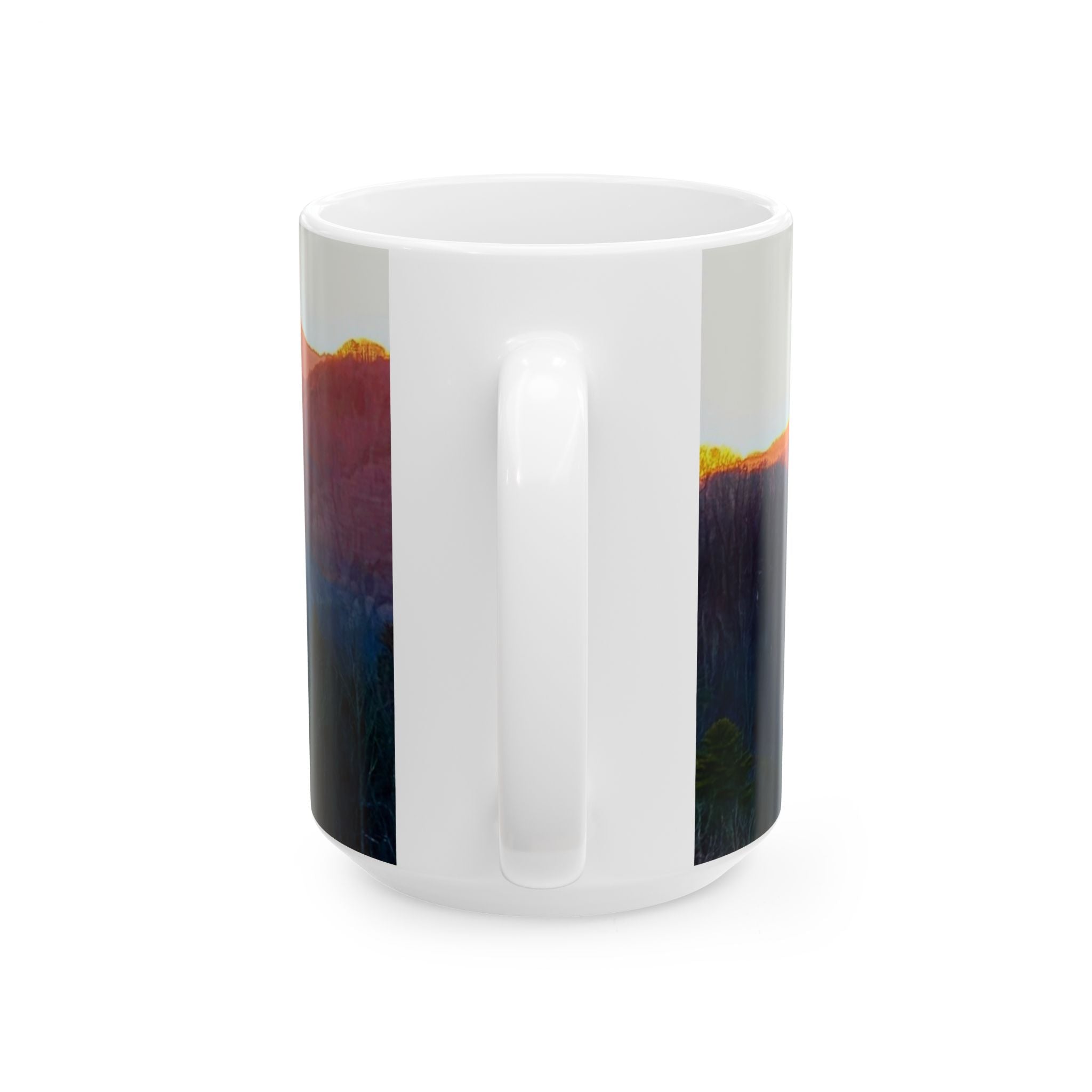 Sunset Mountain Ceramic Mug — Gradient Landscape Coffee Cup (11oz/15oz)