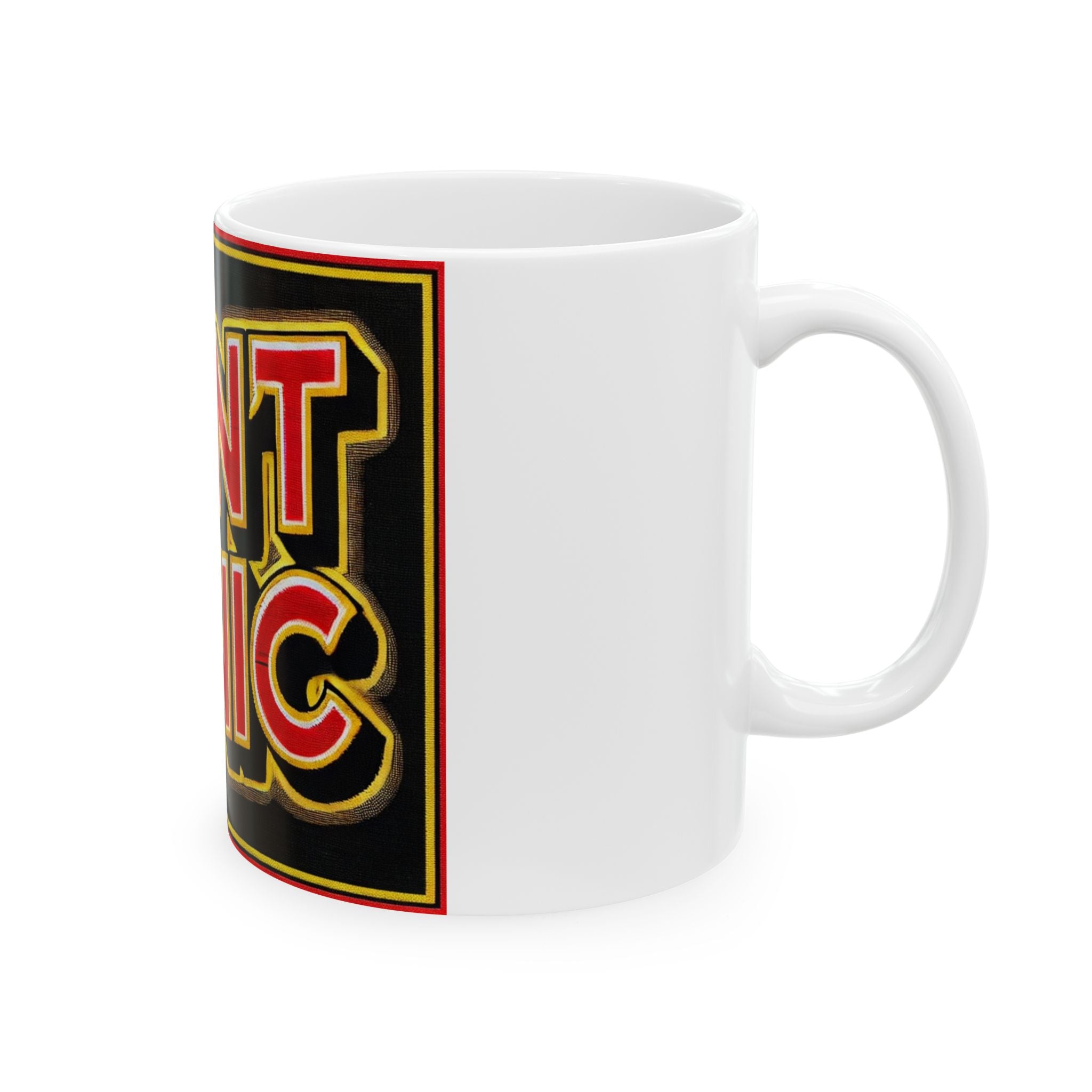 Don't Panic Ceramic Mug — Bold Retro Typography Coffee Cup (11oz & 15oz)
