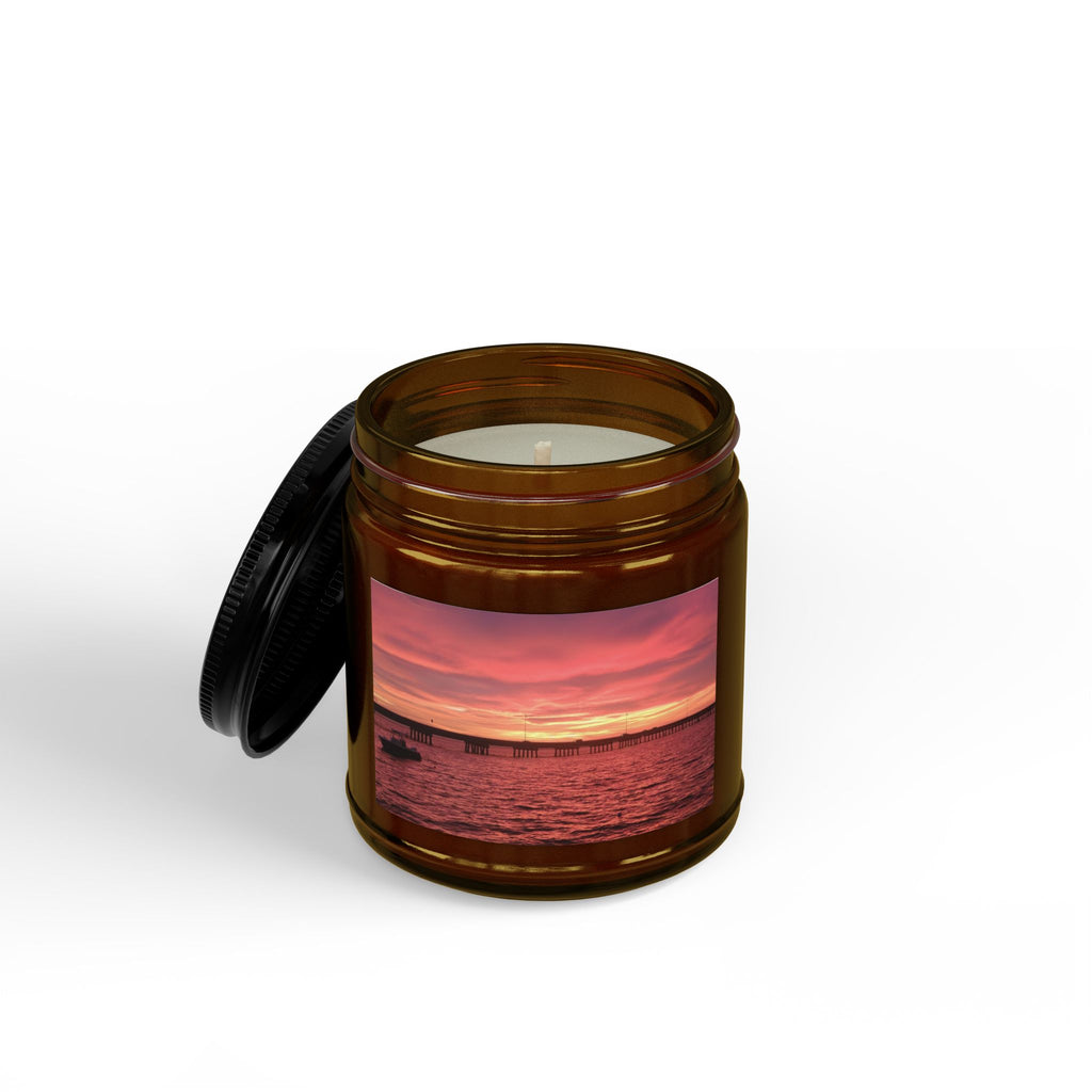 Sunset Sea Scented Soy Candle — Amber Jar with Black Lid (4oz & 9oz)