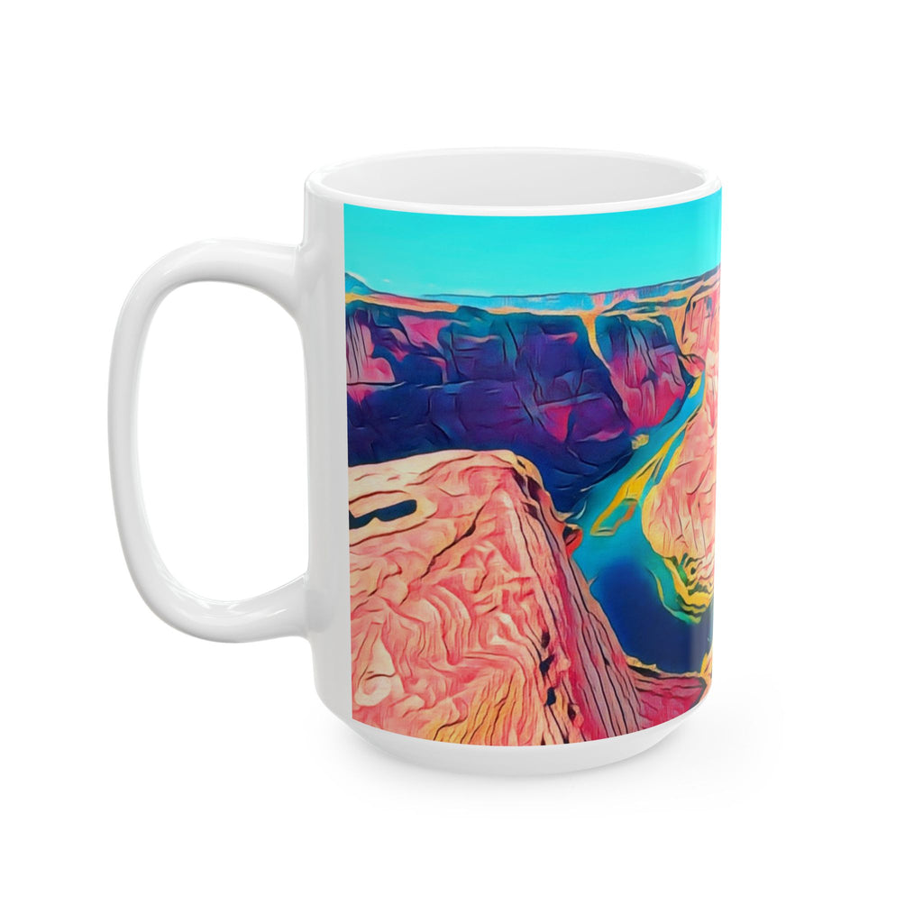 Grand Canyon Abstract Ceramic Mug — Colorful Canyon Landscape Coffee Cup (11oz, 15oz)
