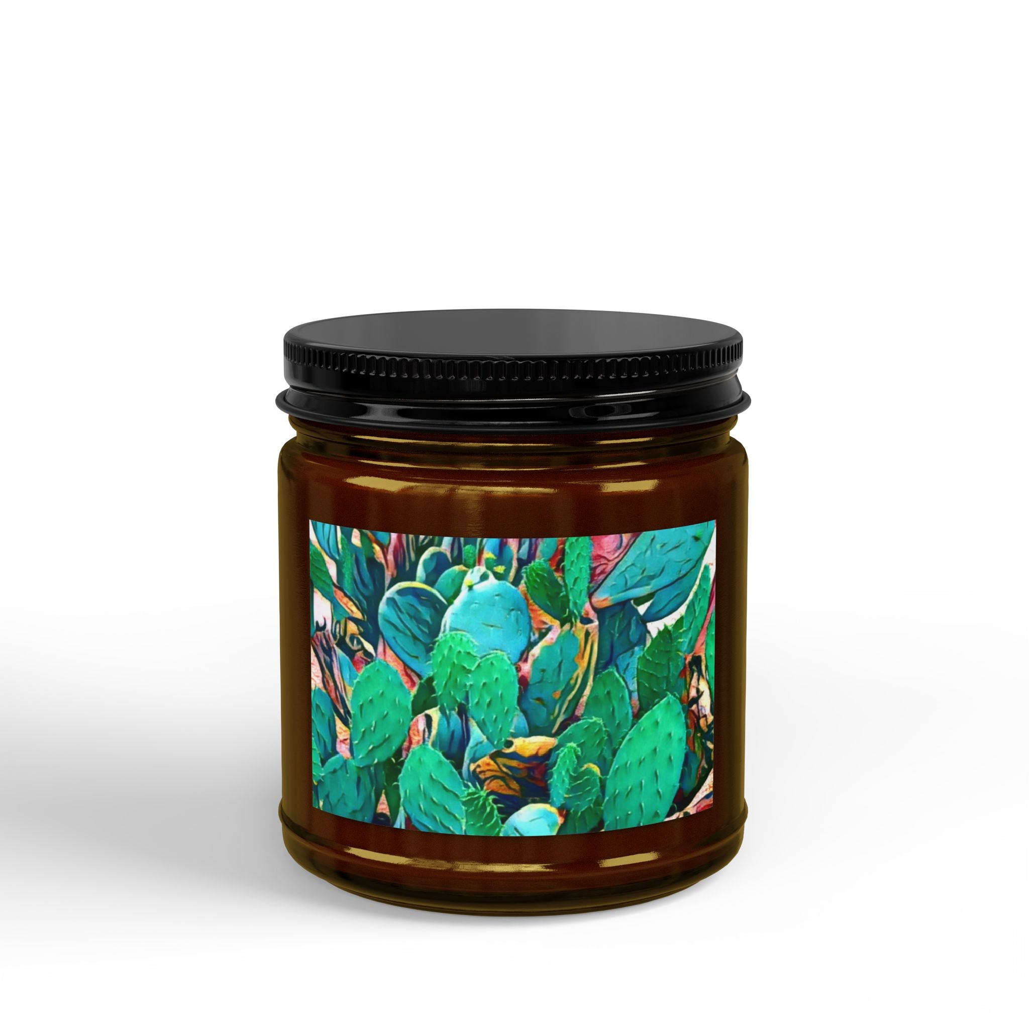 Cactus Garden Soy Candle — 4oz & 9oz Scented Jar with Black Lid