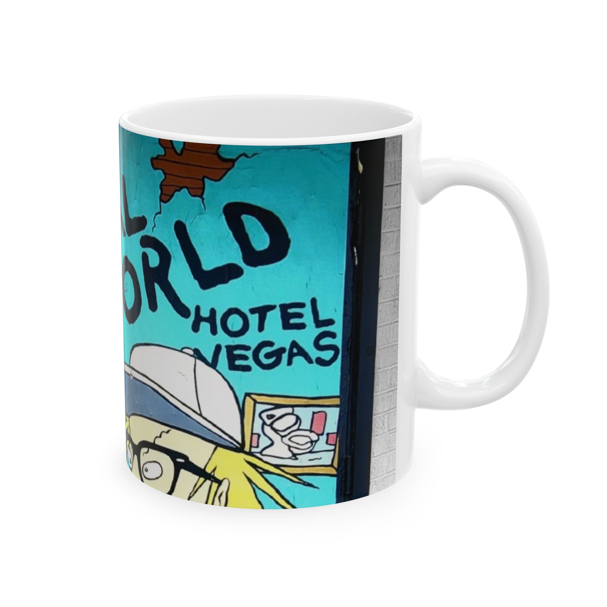The Real World Ceramic Mug — Funny Retro Cartoon Coffee Cup (11oz & 15oz)