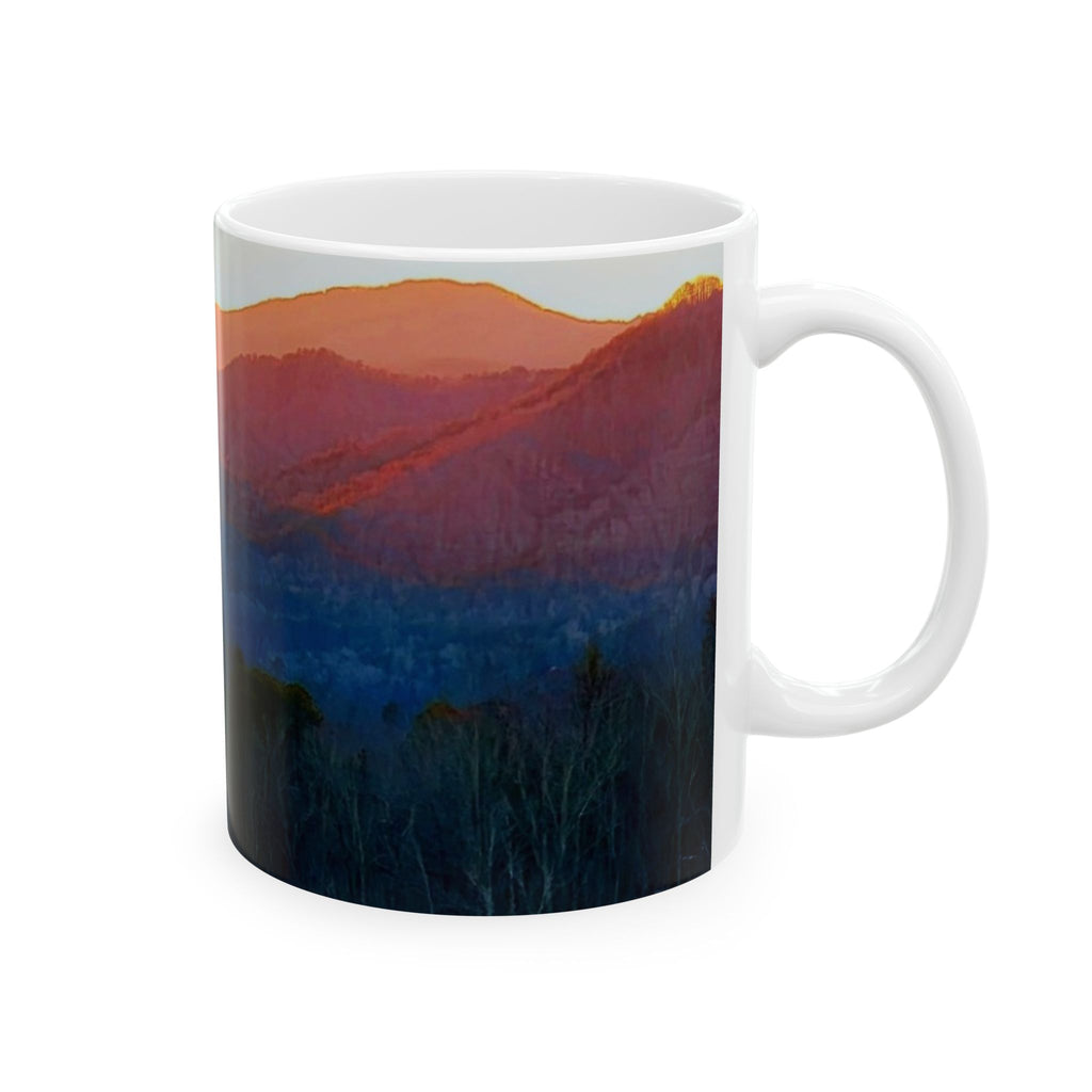 Sunset Mountain Ceramic Mug — Gradient Landscape Coffee Cup (11oz/15oz)