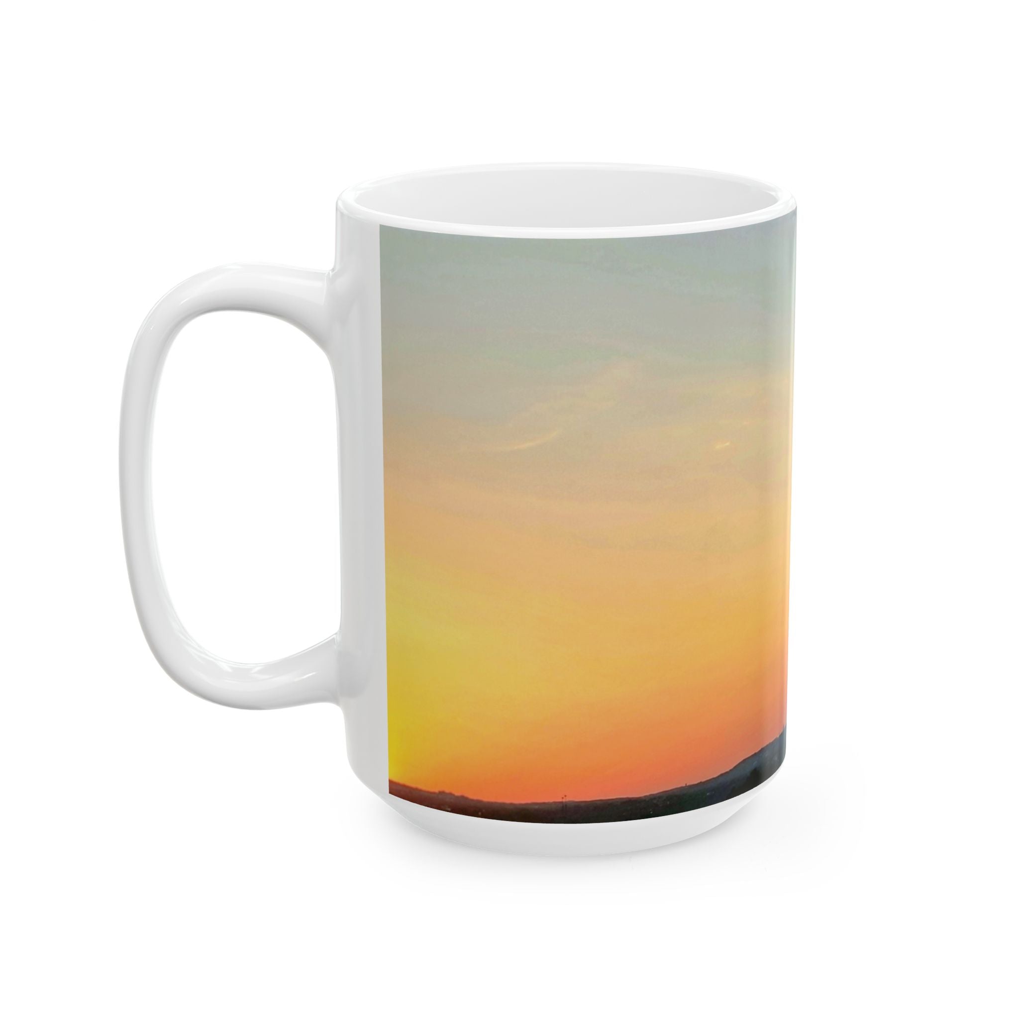 City Skyline Sunset Mug — Modern Urban Architecture Coffee Cup (11oz/15oz)