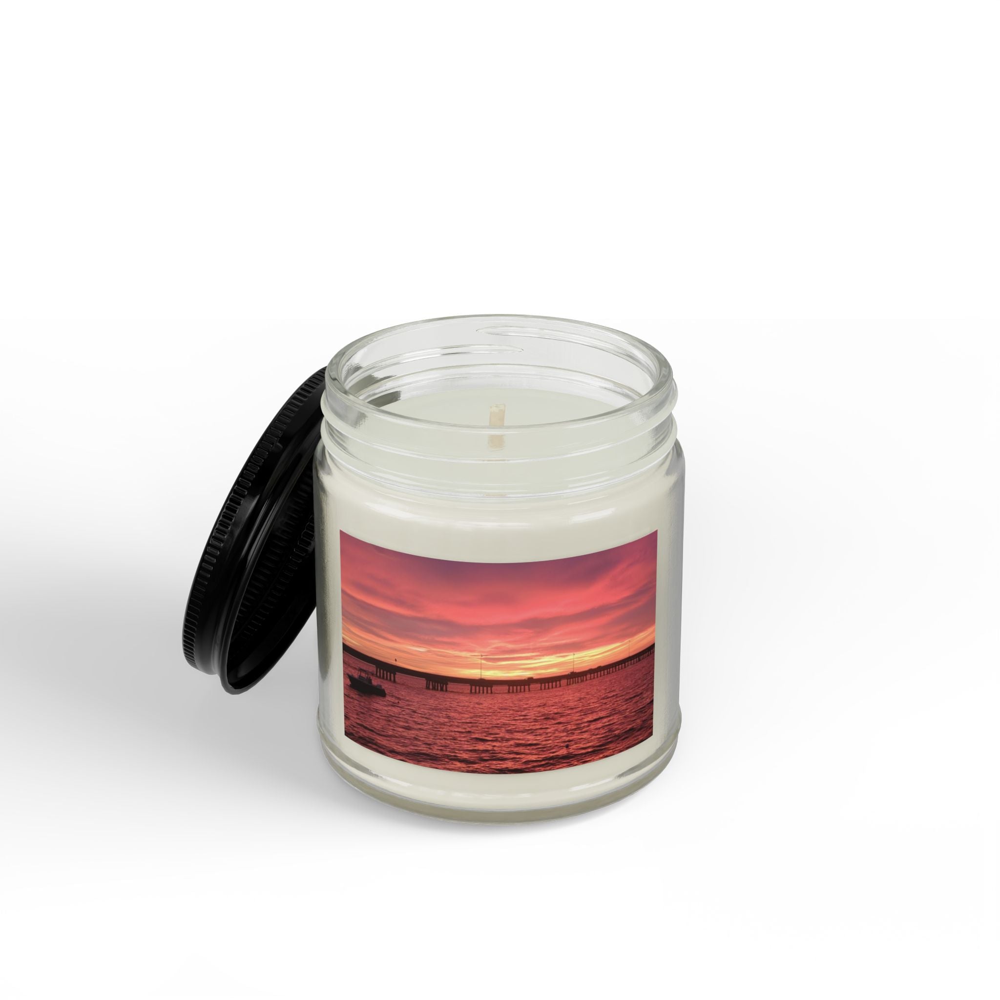 Sunset Sea Scented Soy Candle — Amber Jar with Black Lid (4oz & 9oz)