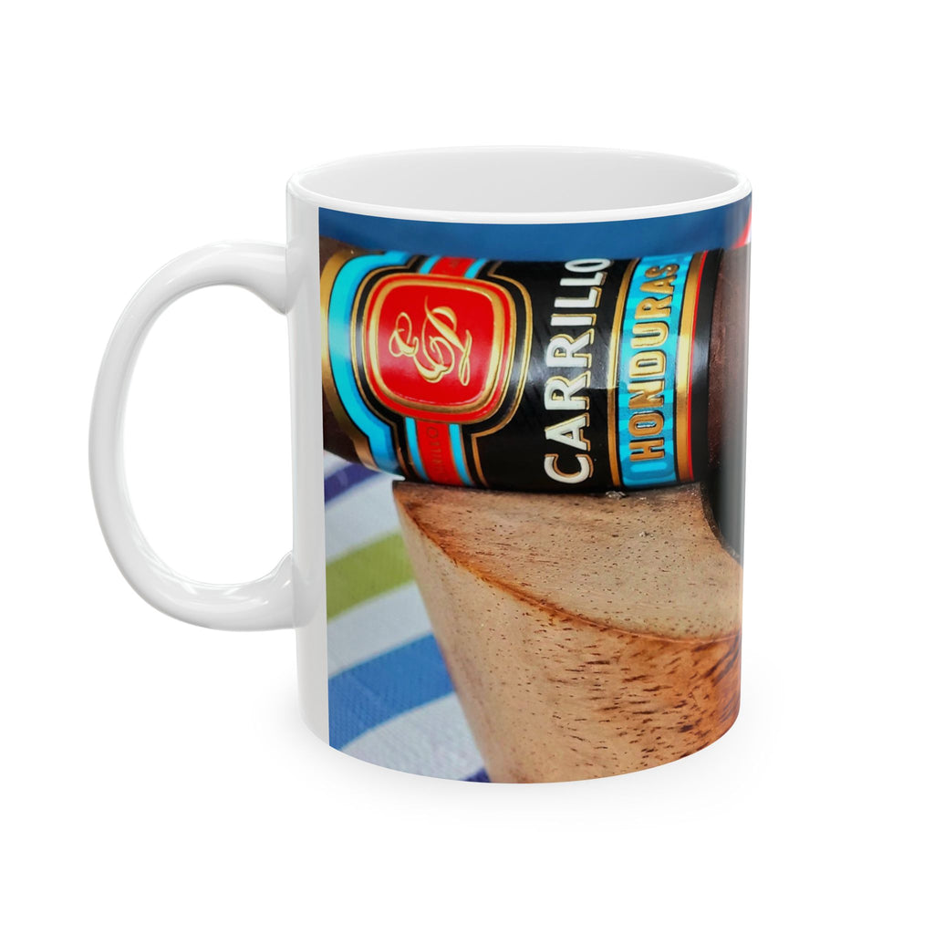 Cigar & Coffee Ceramic Mug — 11oz/15oz Smoky Lounge Design
