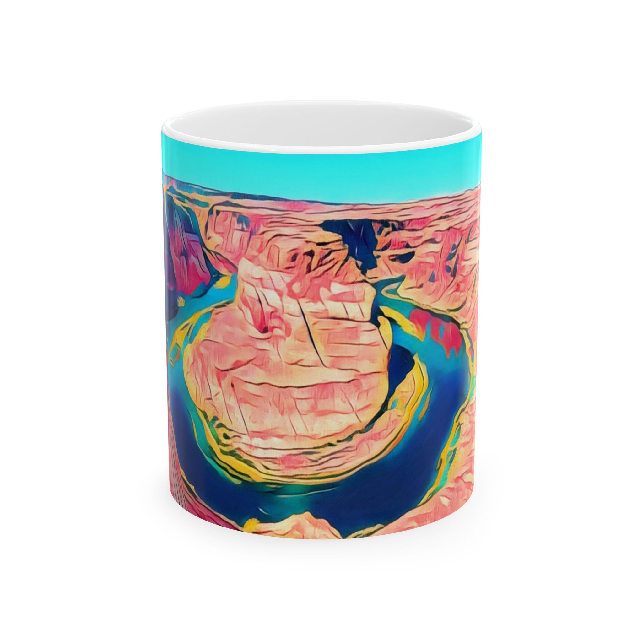 Grand Canyon Abstract Ceramic Mug — Colorful Canyon Landscape Coffee Cup (11oz, 15oz)