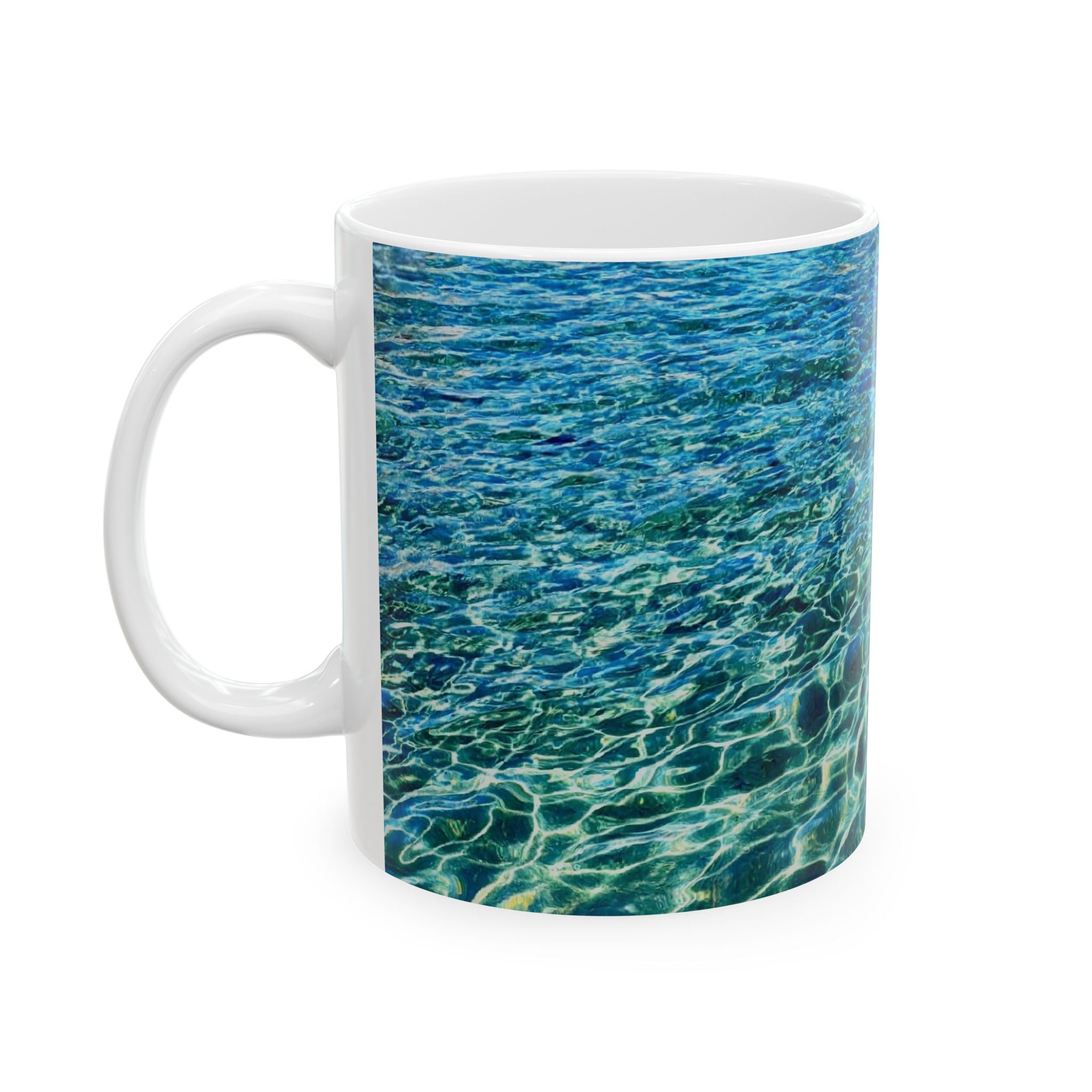 Ocean Water Ceramic Mug — Blue Sea Ripple 11oz & 15oz Coffee Cup