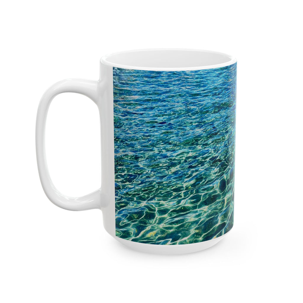 Ocean Water Ceramic Mug — Blue Sea Ripple 11oz & 15oz Coffee Cup