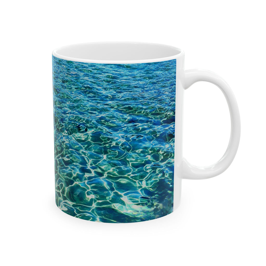 Ocean Water Ceramic Mug — Blue Sea Ripple 11oz & 15oz Coffee Cup