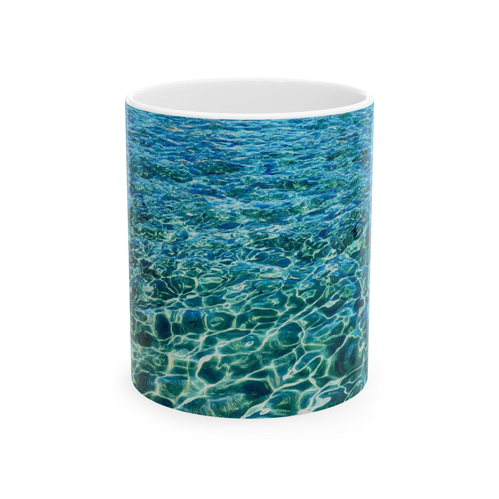 Ocean Water Ceramic Mug — Blue Sea Ripple 11oz & 15oz Coffee Cup