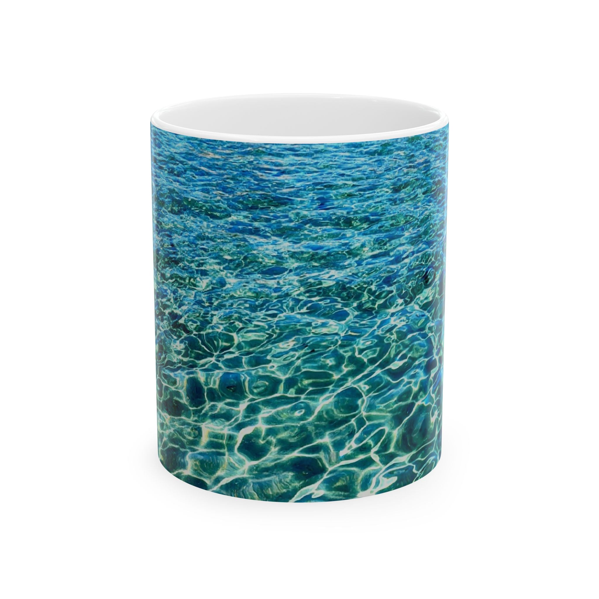 Ocean Water Ceramic Mug — Blue Sea Ripple 11oz & 15oz Coffee Cup