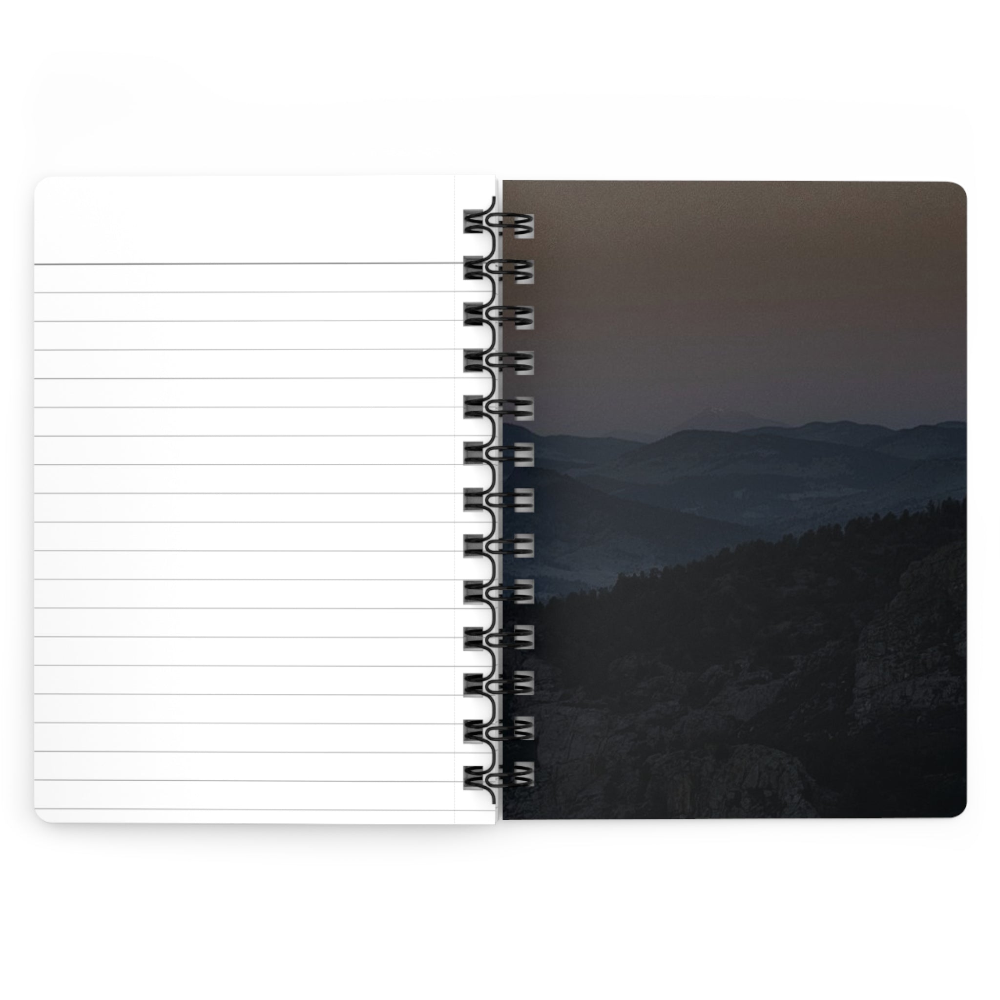 Moonlit Mountain Spiral Journal — Scenic Full Moon Notebook for Travel, Nature & Nighttime Journaling