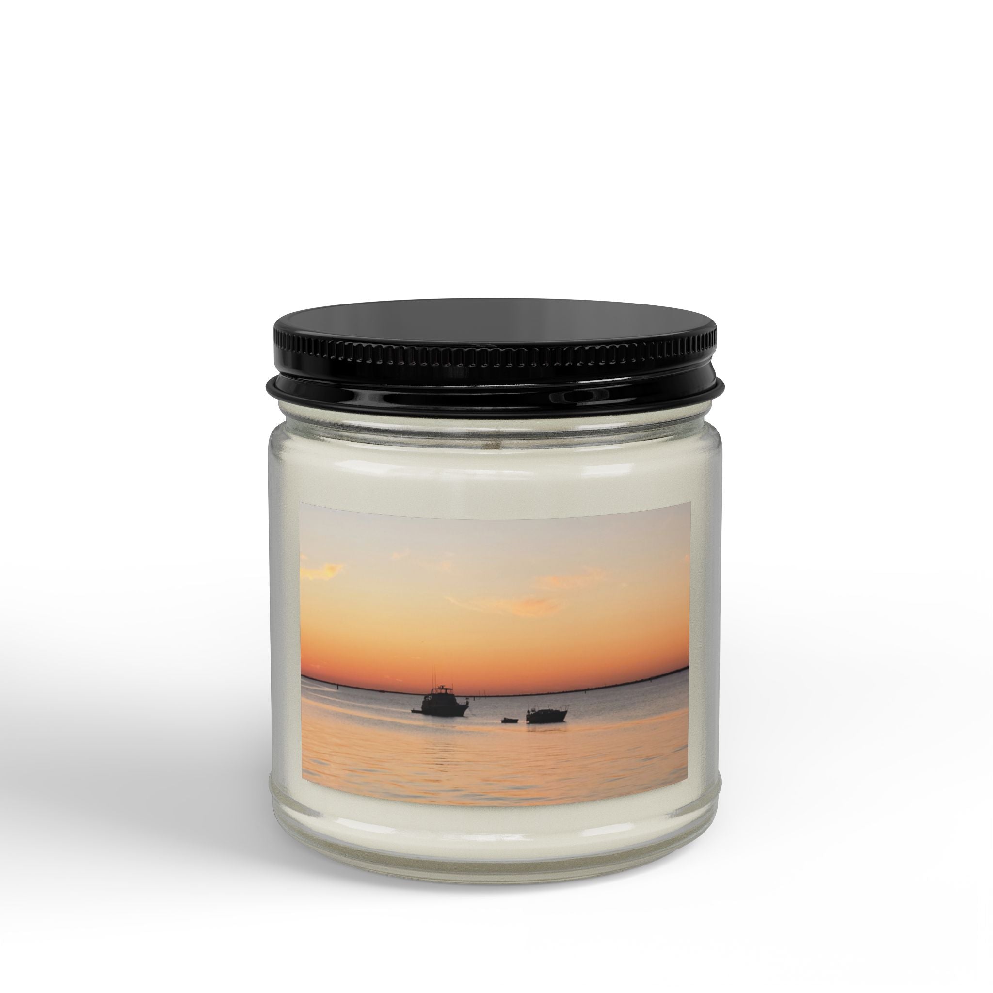 Sunset Beach Scented Soy Candle — Amber Jar with Black Lid (4oz & 9oz)