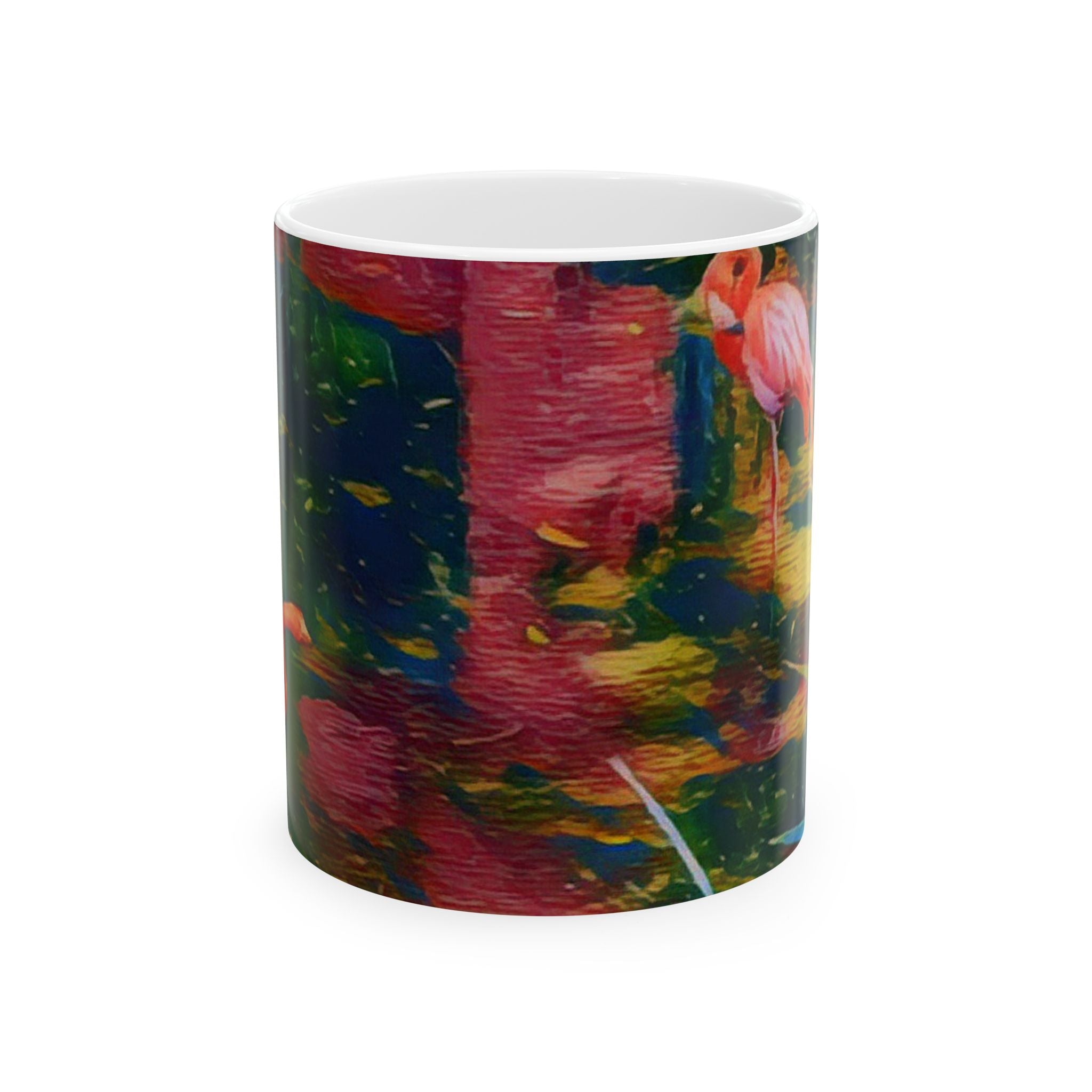 Flamingo Garden Ceramic Mug — Tropical Floral 11oz & 15oz