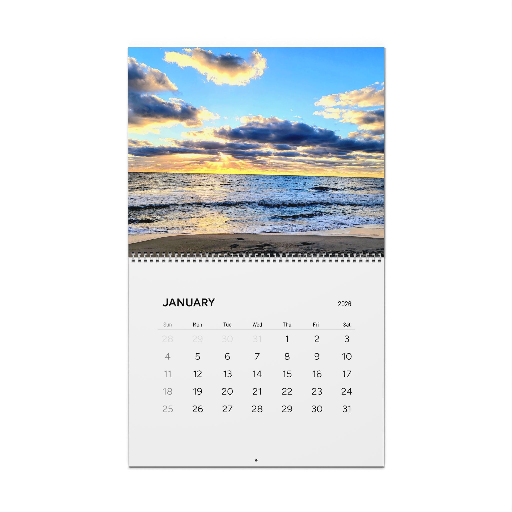 2026 Tranquil Beach Wall Calendar — Coastal Photography Monthly Planner