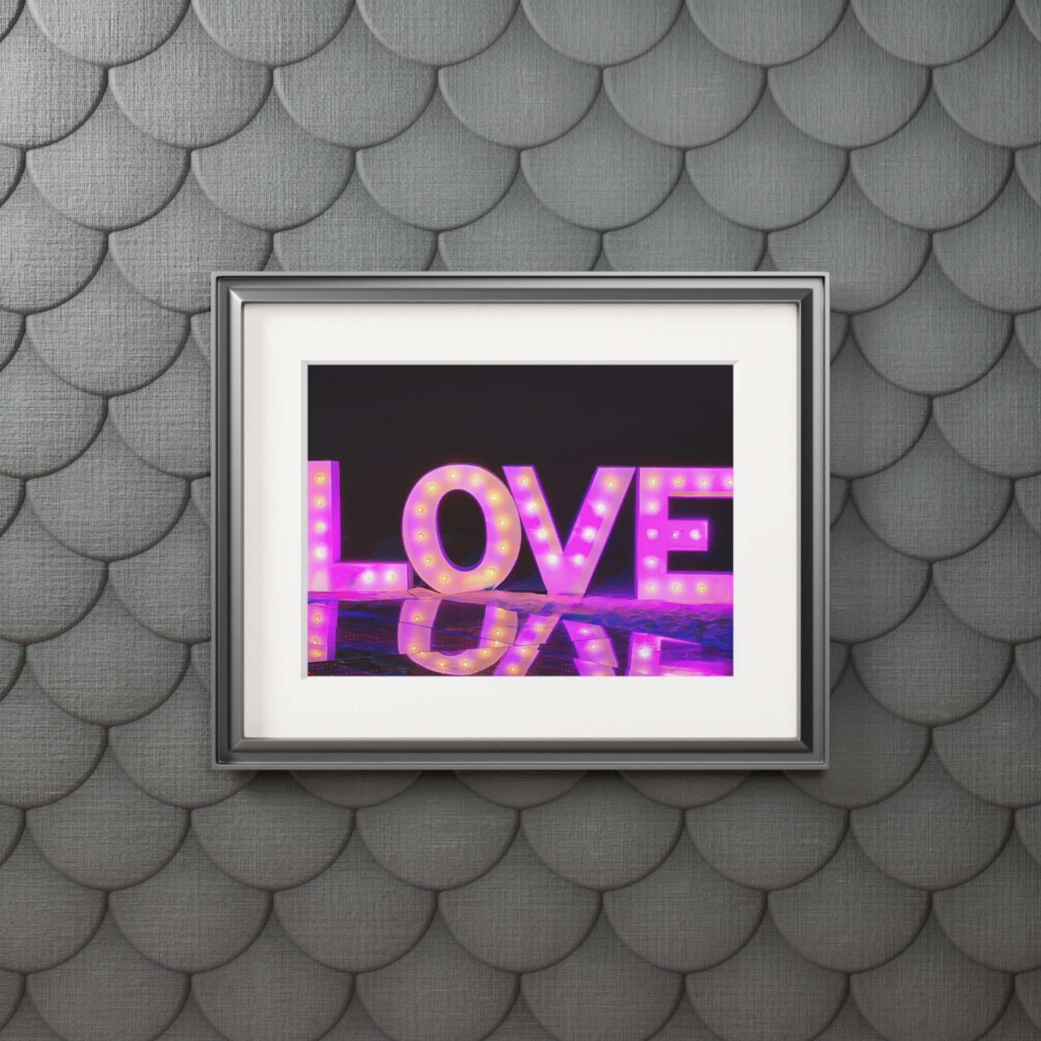 Fine Art Print — 'LOVE' Neon Marquee with Passepartout Frame