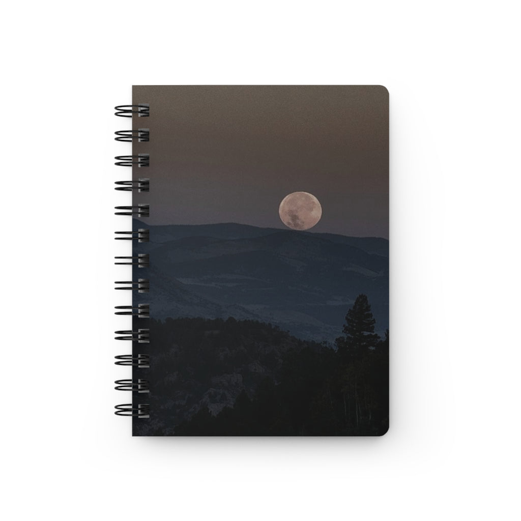 Moonlit Mountain Spiral Journal — Scenic Full Moon Notebook for Travel, Nature & Nighttime Journaling