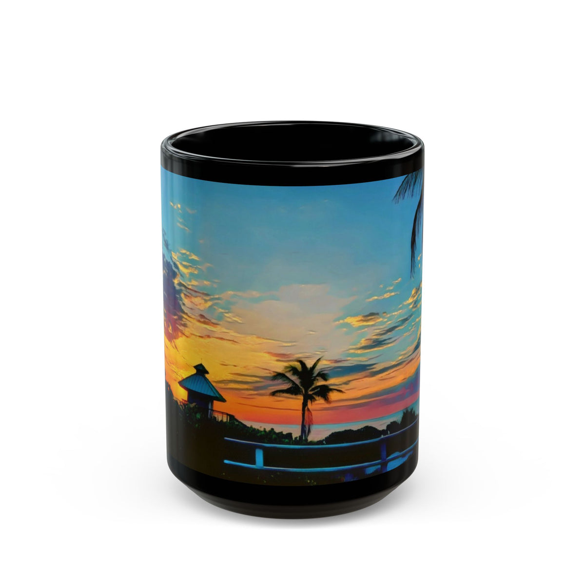 Sunset Palm Beach Mug — Tropical Coastal Coffee Cup (11oz & 15oz)