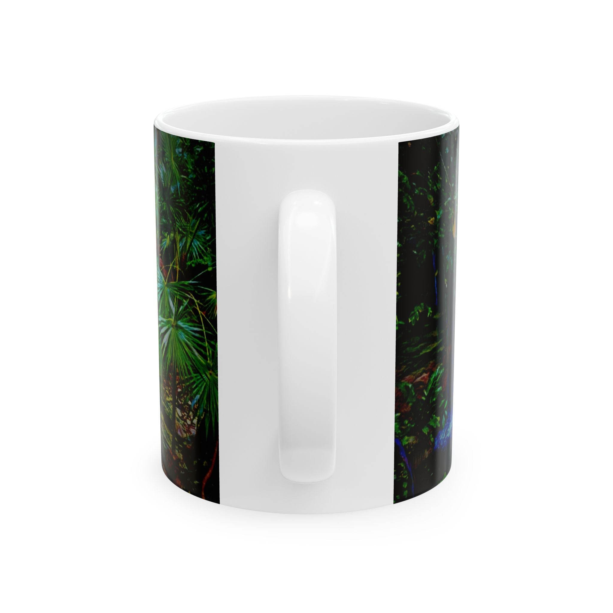 Garden Waterfall Ceramic Mug — Tranquil Forest Scenic Coffee Cup (11oz/15oz)