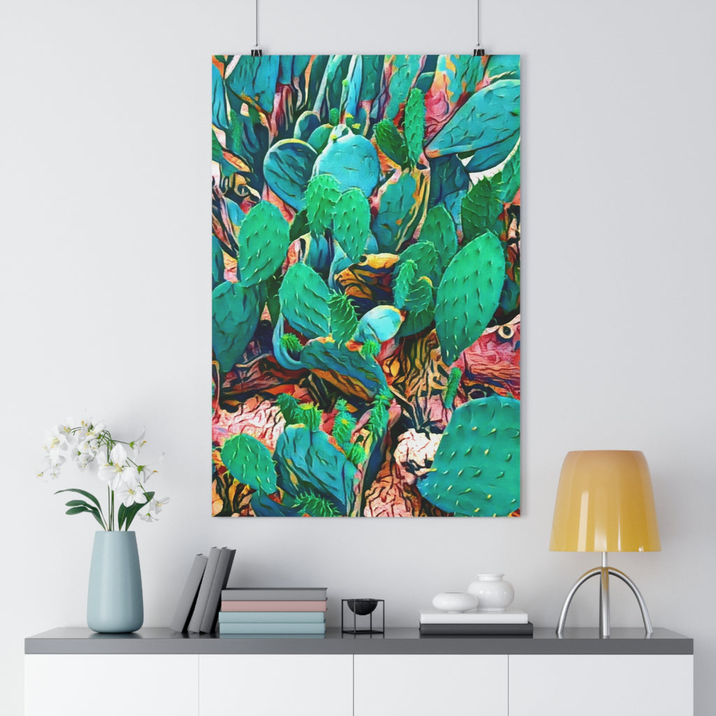 Prickly Pear Cactus Giclée Art Print — Vibrant Botanical Wall Art