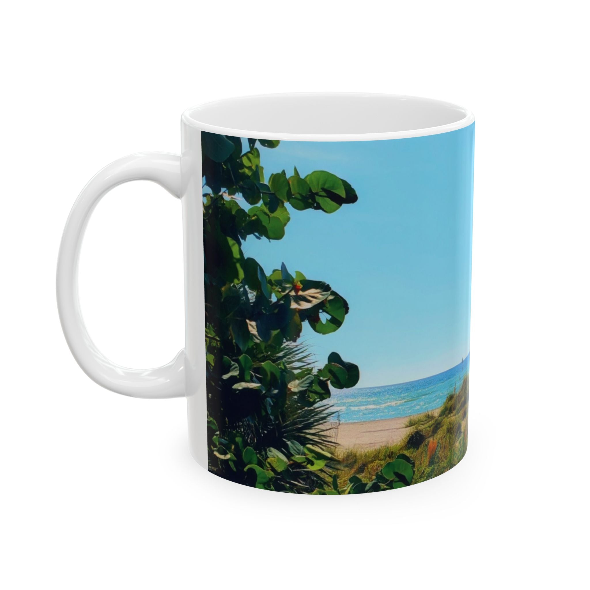 Beach Landscape Ceramic Mug — Ocean Dunes Photo Coffee Cup (11oz or 15oz)