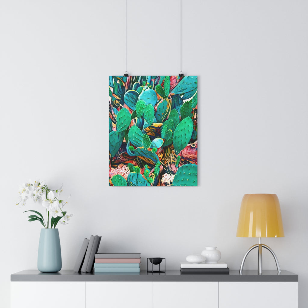 Prickly Pear Cactus Giclée Art Print — Vibrant Botanical Wall Art