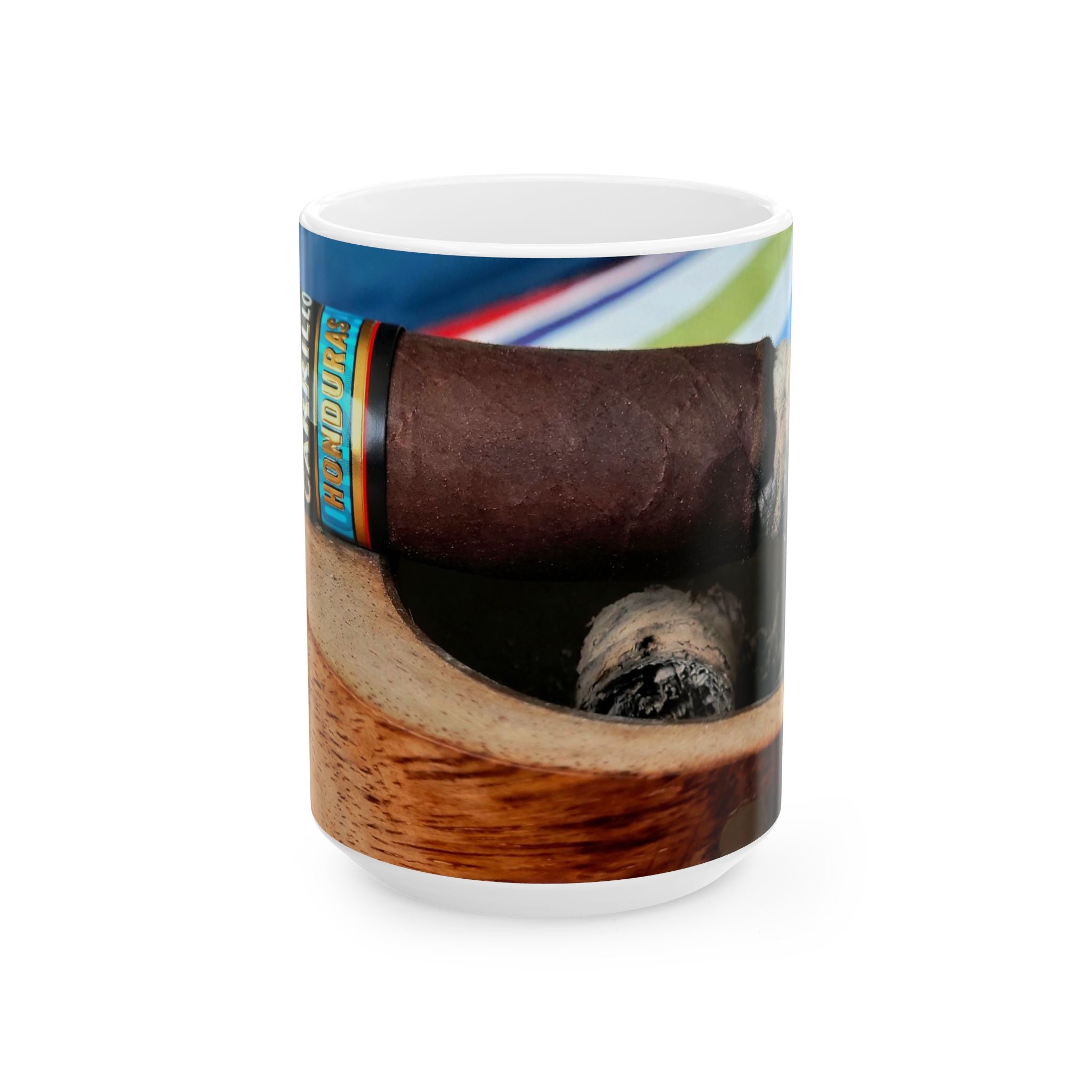 Cigar & Coffee Ceramic Mug — 11oz/15oz Smoky Lounge Design