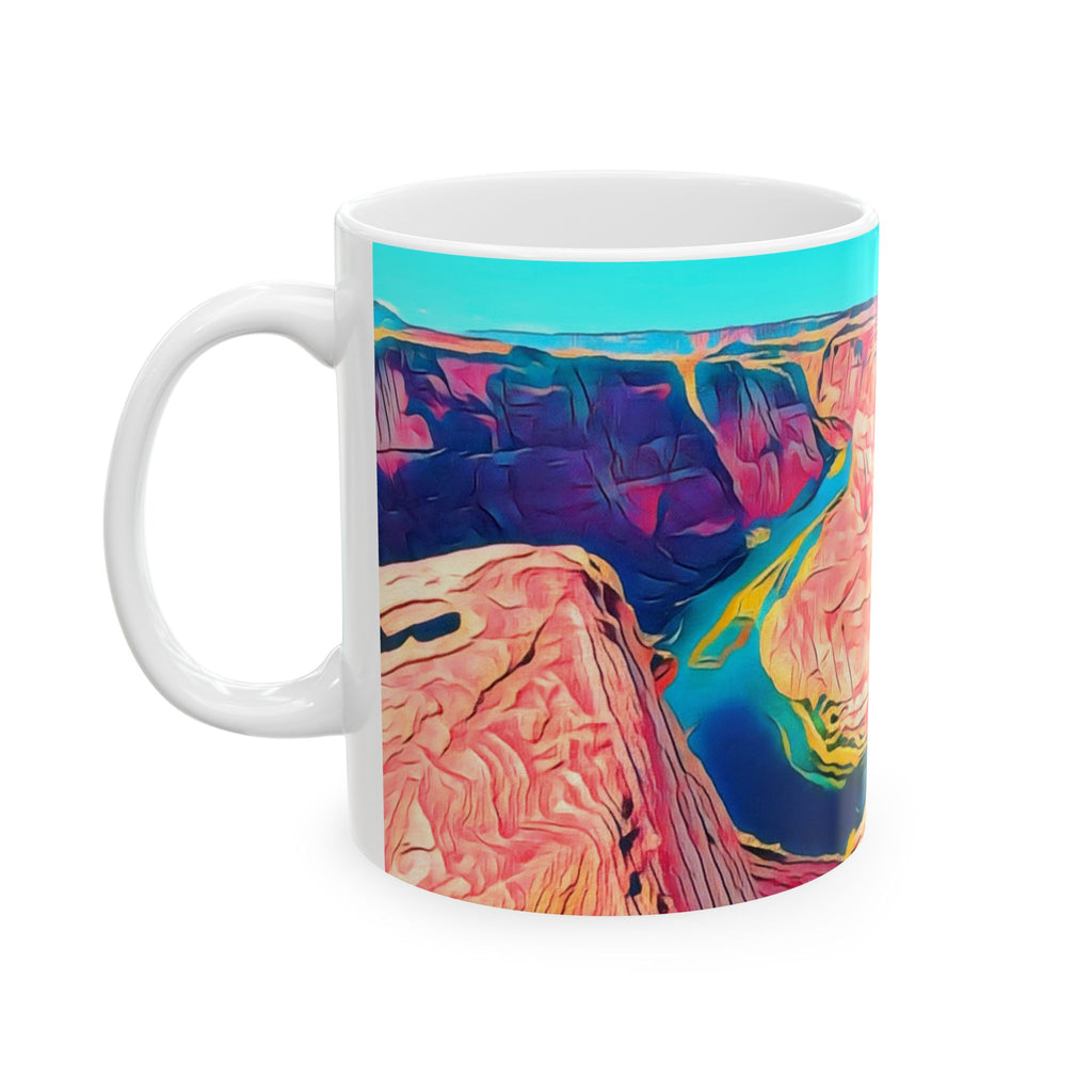 Grand Canyon Abstract Ceramic Mug — Colorful Canyon Landscape Coffee Cup (11oz, 15oz)