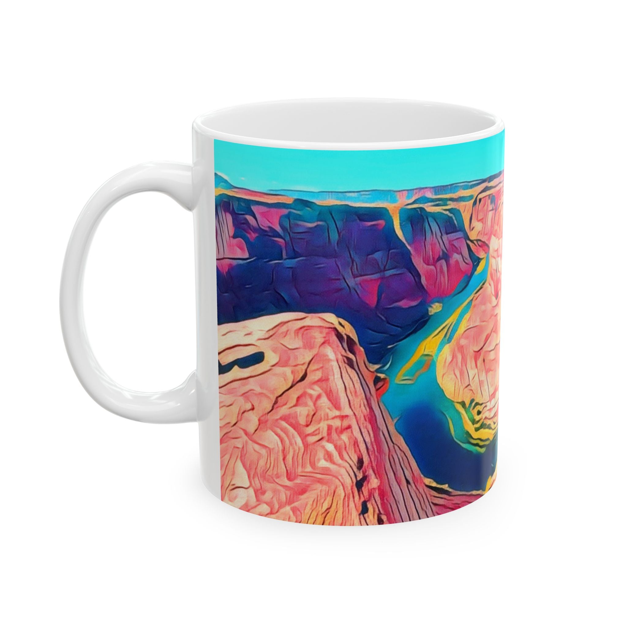 Grand Canyon Abstract Ceramic Mug — Colorful Canyon Landscape Coffee Cup (11oz, 15oz)