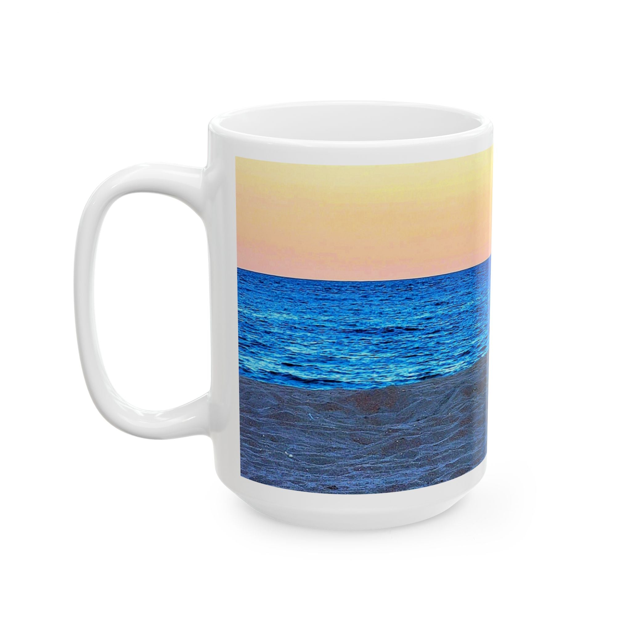 Ocean Sunrise Ceramic Mug — Seascape Coffee Cup (11oz & 15oz)