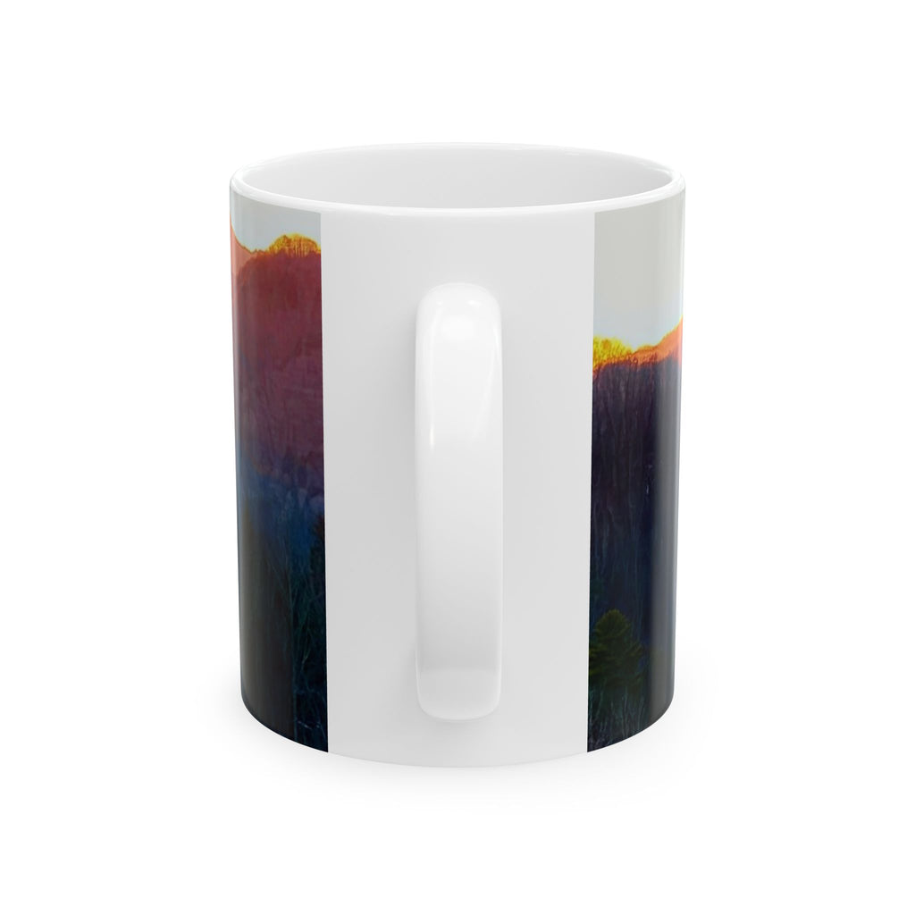 Sunset Mountain Ceramic Mug — Gradient Landscape Coffee Cup (11oz/15oz)