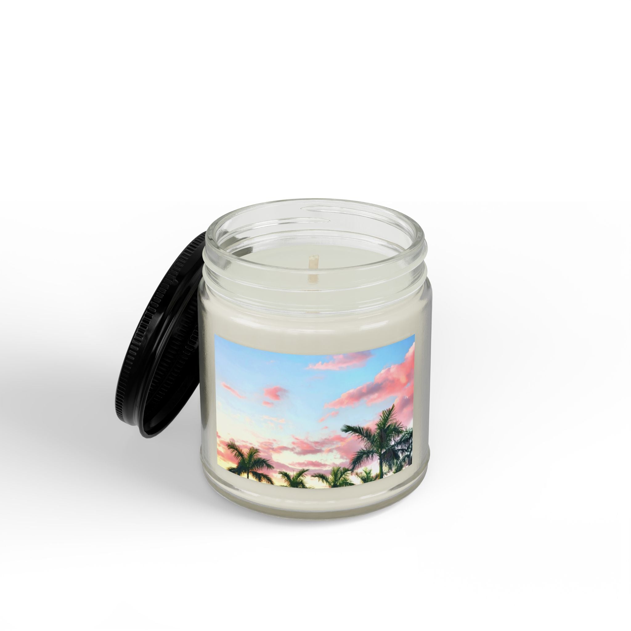 Tropical Sunset Soy Candle — Scented Amber Jar with Black Lid (4oz & 9oz)
