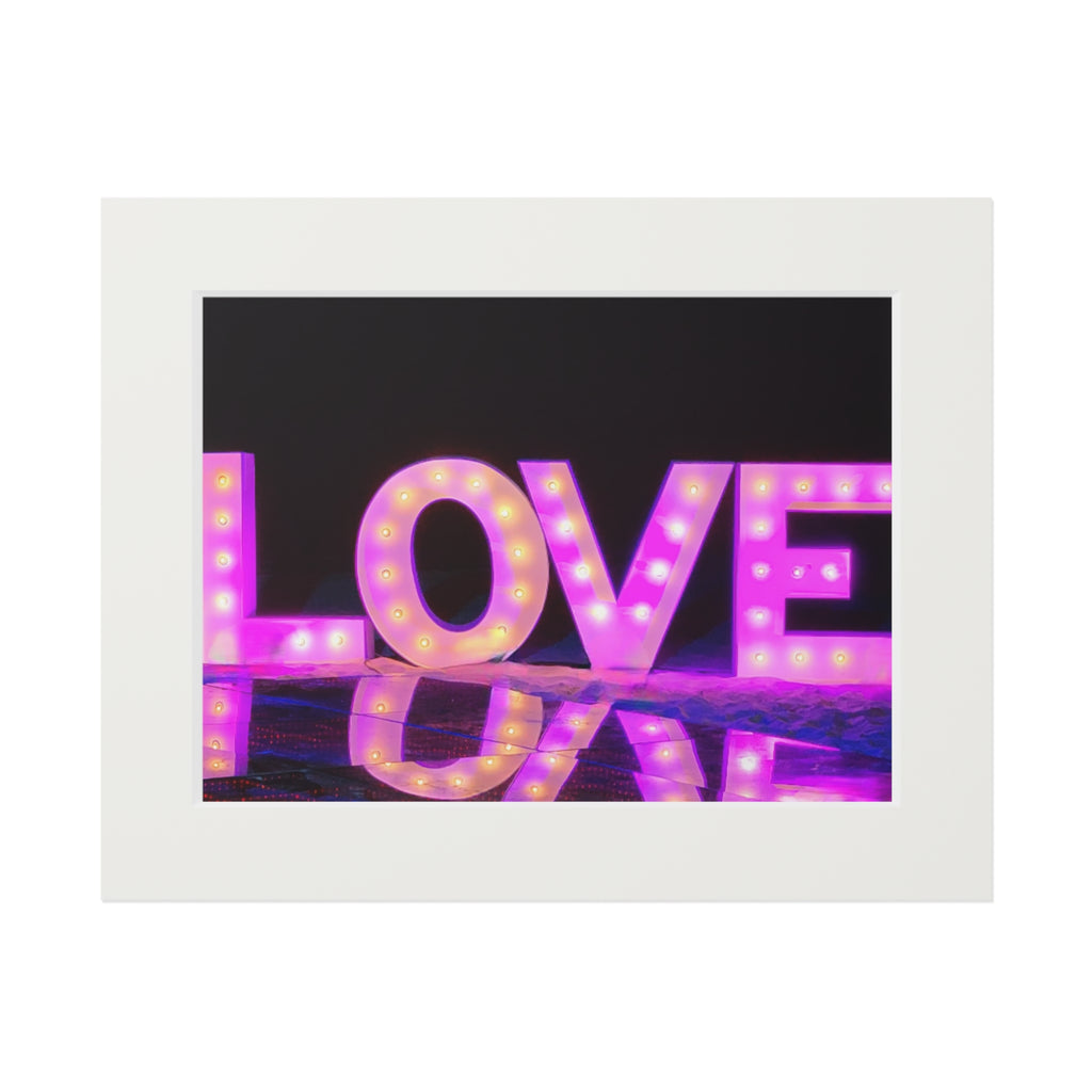 Fine Art Print — 'LOVE' Neon Marquee with Passepartout Frame