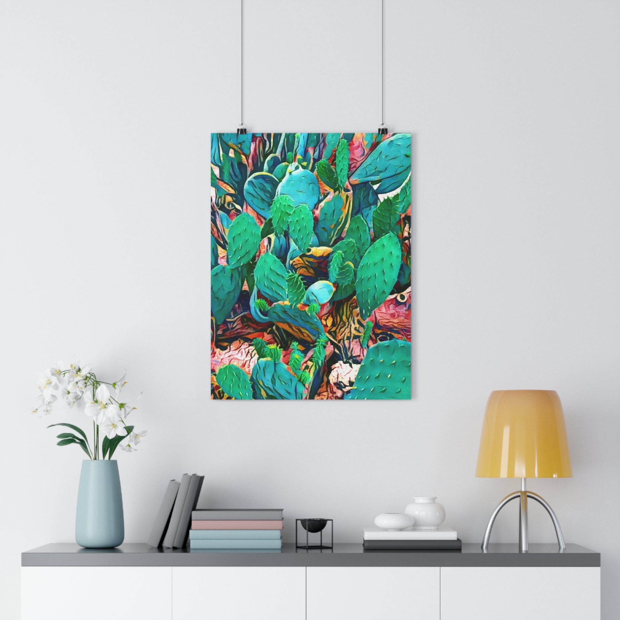 Prickly Pear Cactus Giclée Art Print — Vibrant Botanical Wall Art