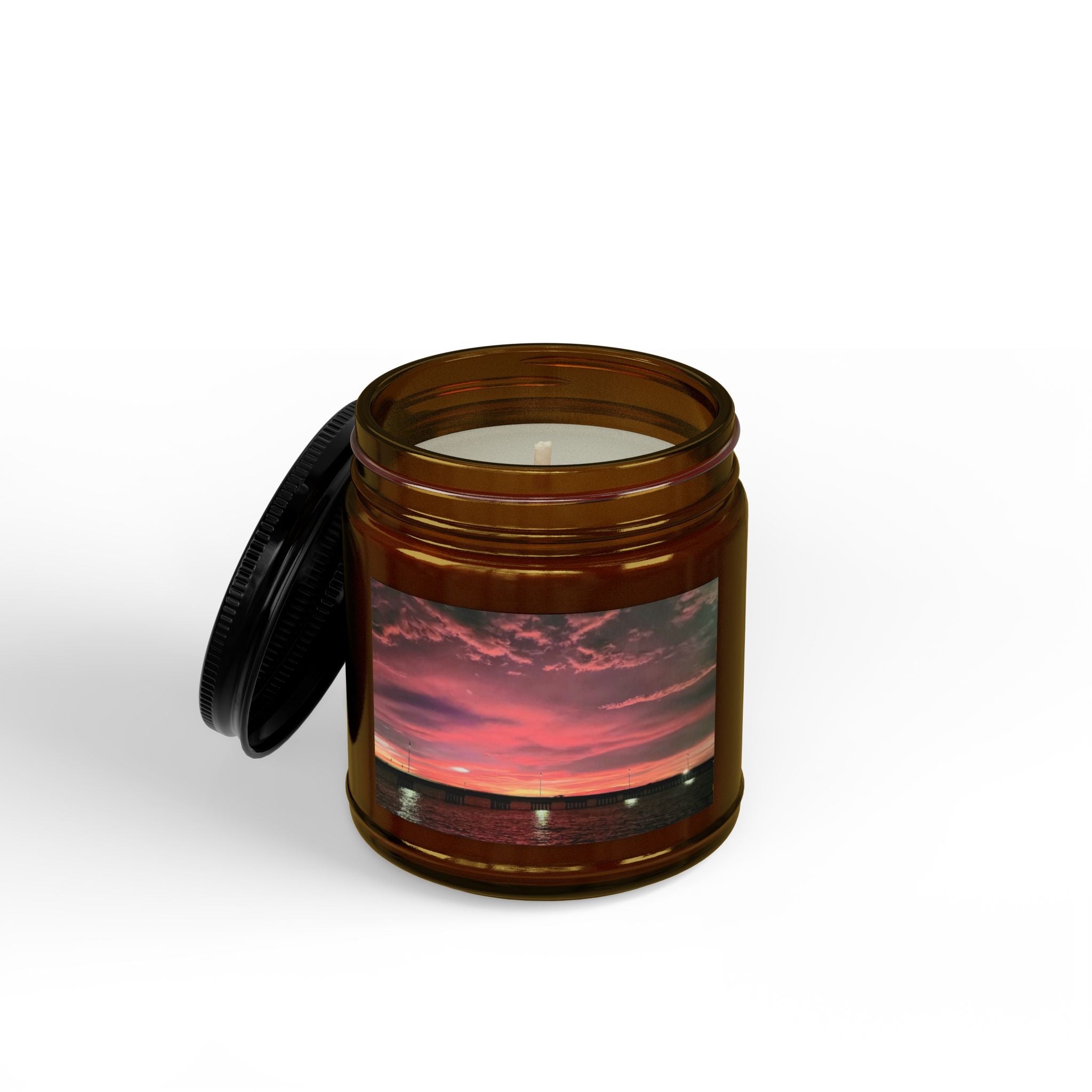 Sunset Beach Soy Candle — Scented Amber Jar Candle (4oz & 9oz)