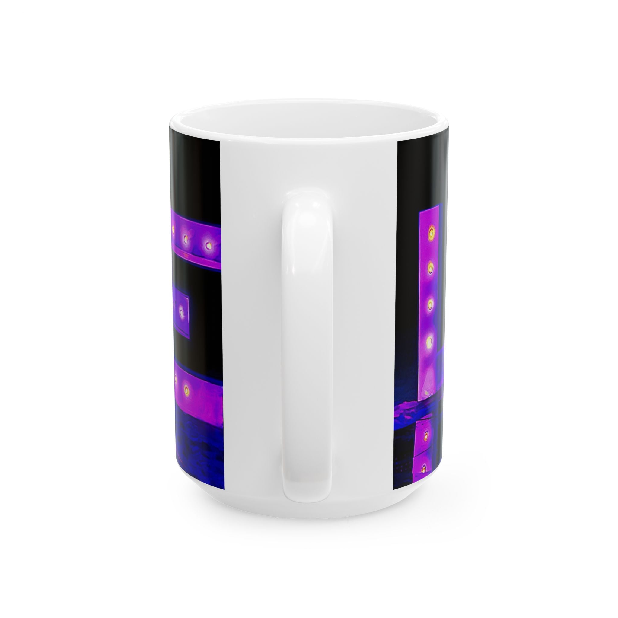 Love Marquee Ceramic Mug — Neon Purple LED Sign Coffee Cup (11oz & 15oz)