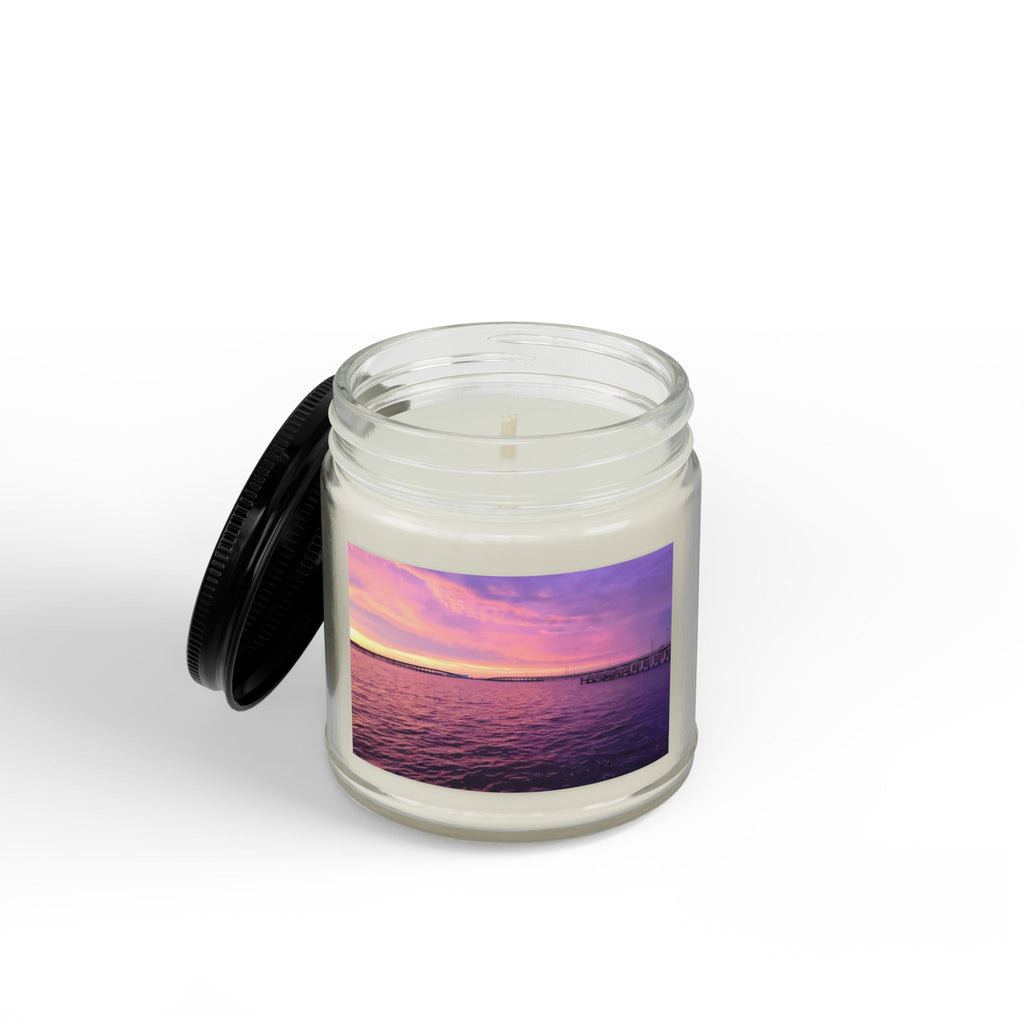 Sunset Sea Scented Soy Candle — 4oz & 9oz Amber Jar with Black Lid