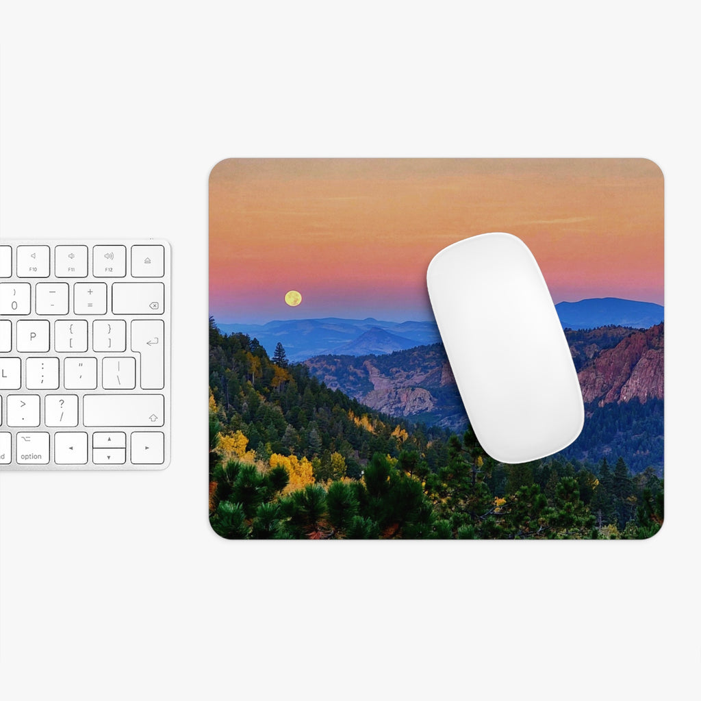 Mouse Pad — 'Full Move' Floating Above Purple Mountains Skyline