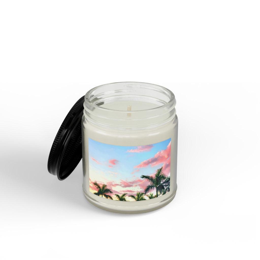 Tropical Sunset Soy Candle — Scented Amber Jar with Black Lid (4oz & 9oz)