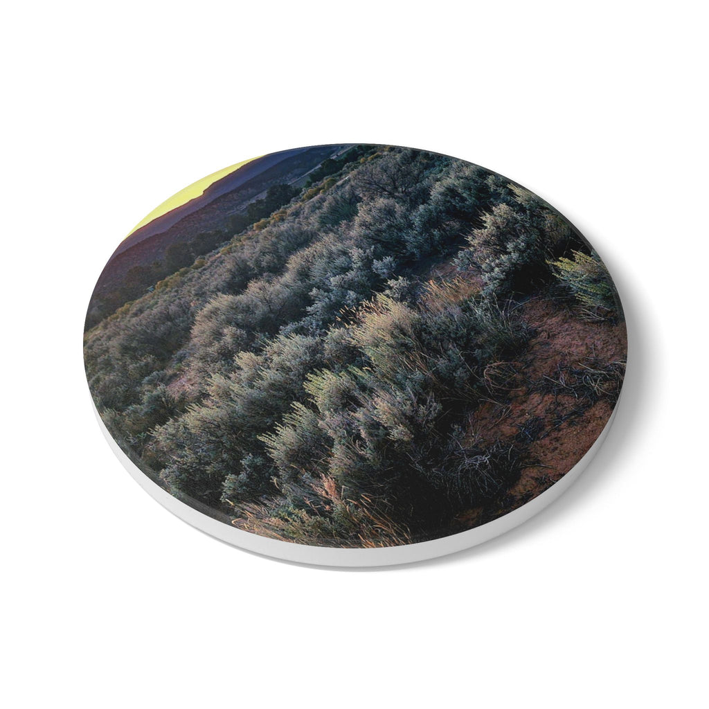 Desert Sage Ceramic Coaster — Southwestern Sunset Landscape Drink Coaster