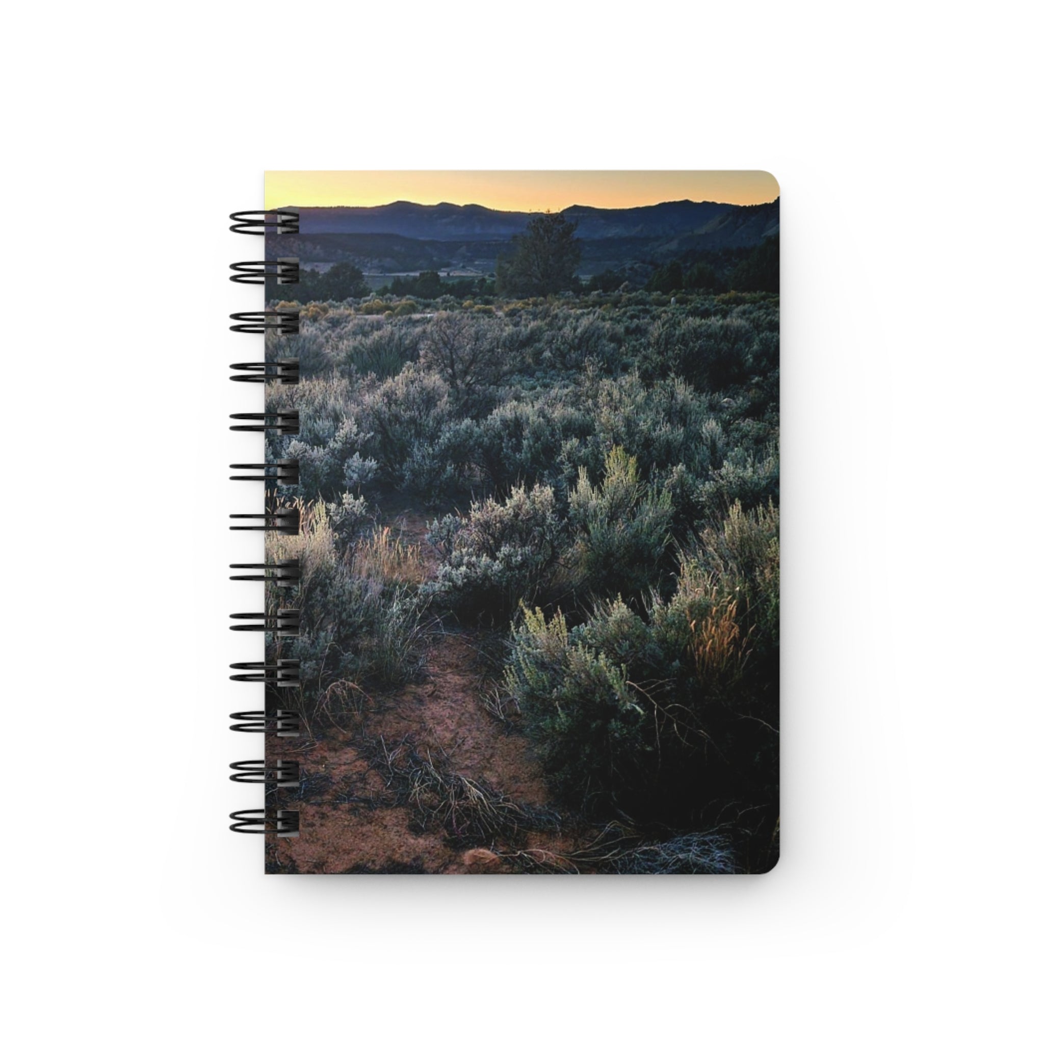 Sunset Sagebrush Spiral Journal — Nature Photography Notebook