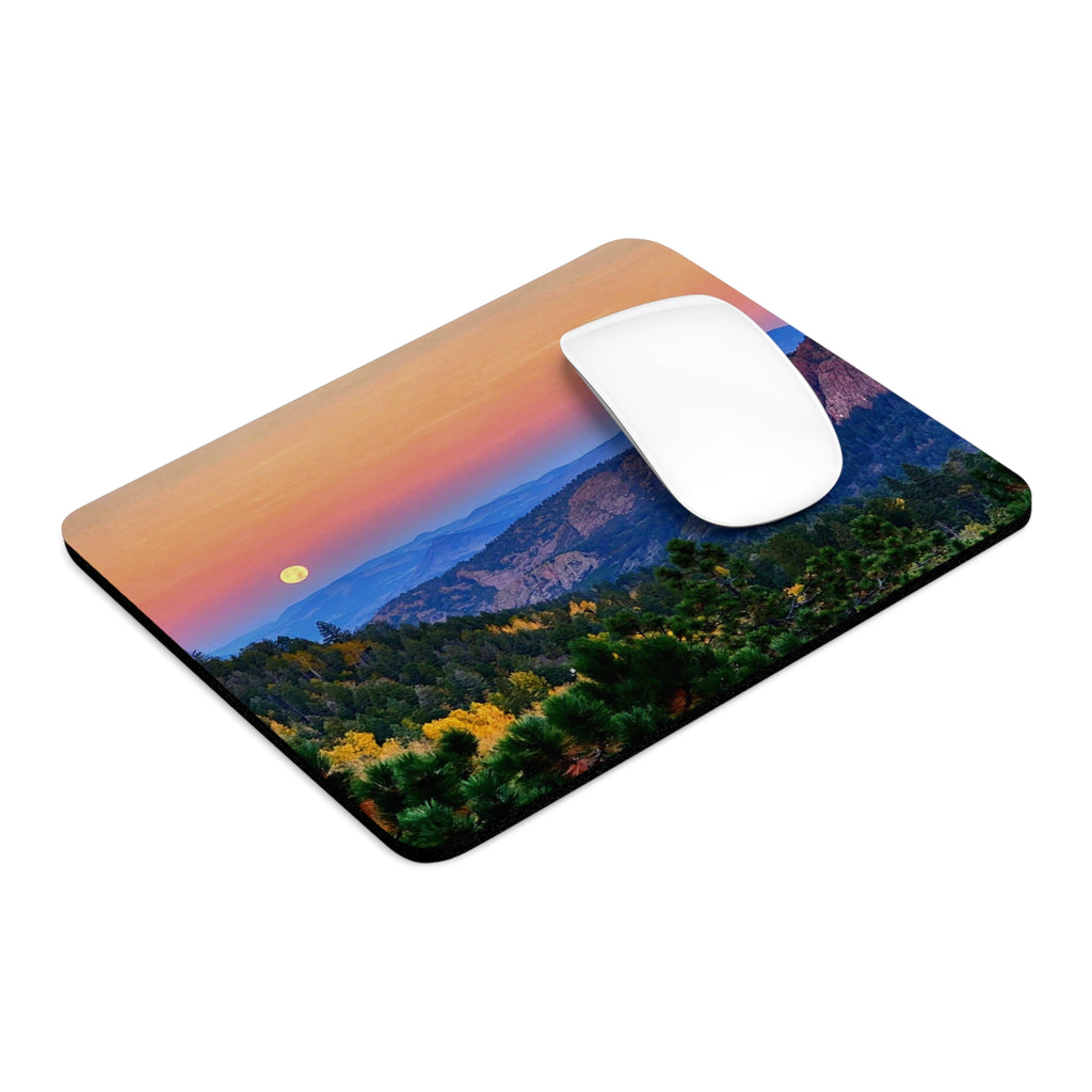 Mouse Pad — 'Full Move' Floating Above Purple Mountains Skyline