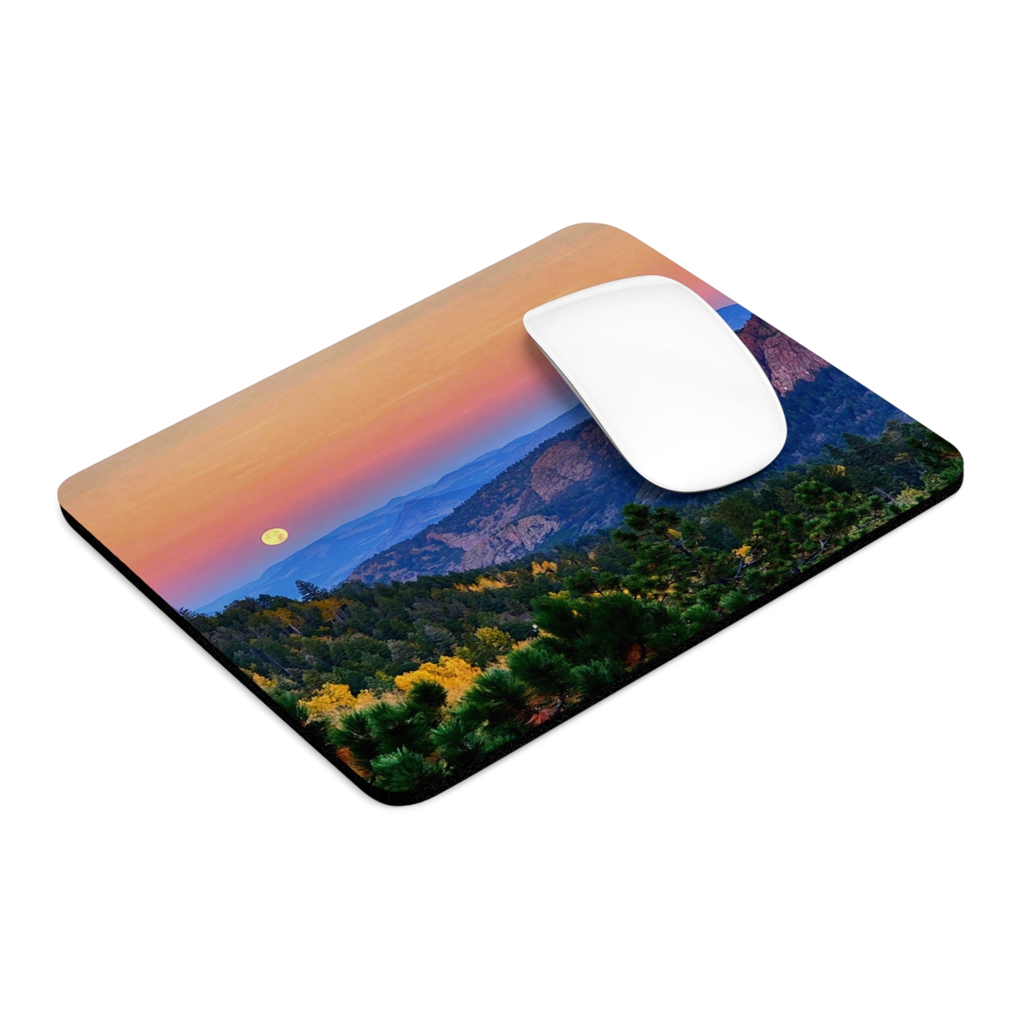 Mouse Pad — 'Full Move' Floating Above Purple Mountains Skyline