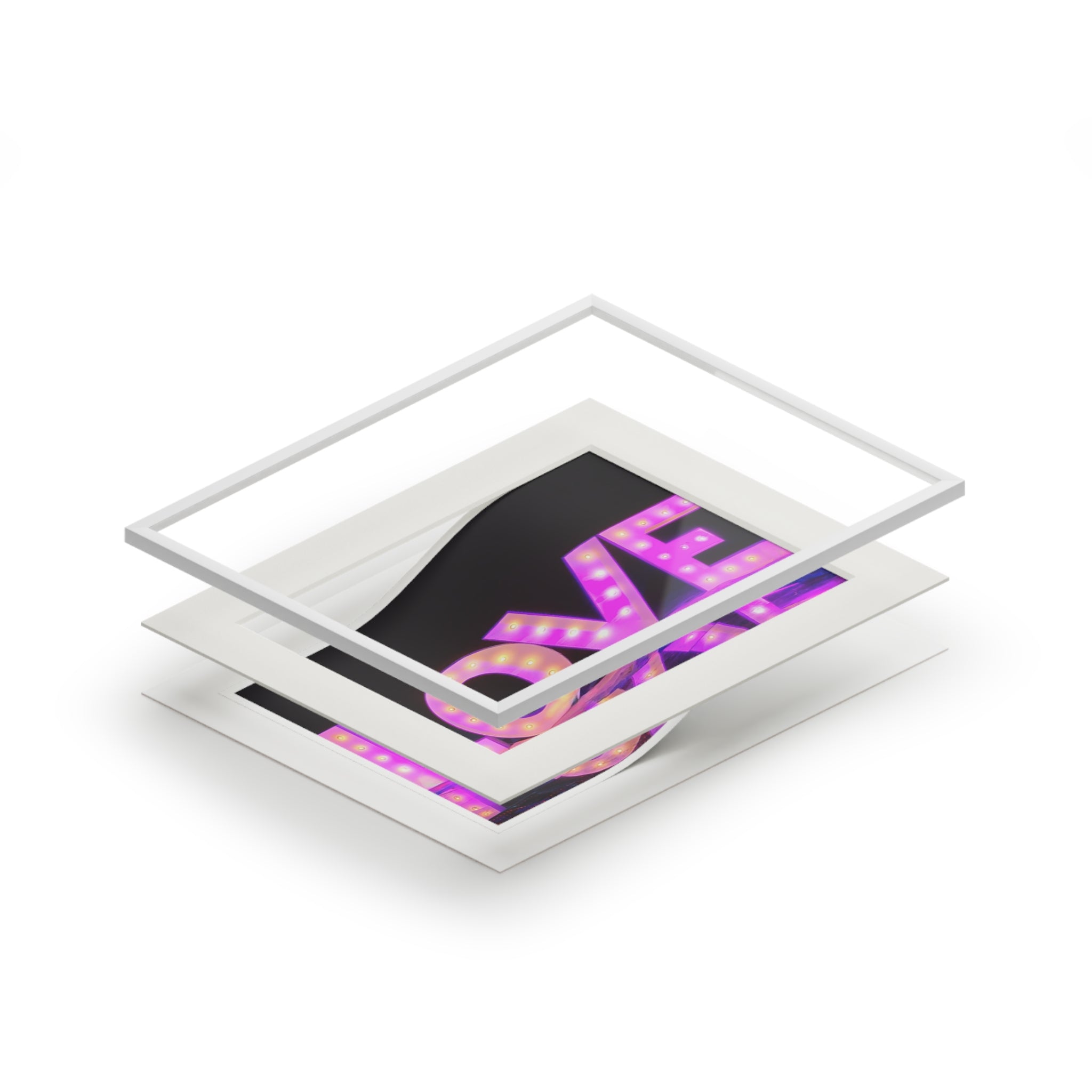 Fine Art Print — 'LOVE' Neon Marquee with Passepartout Frame
