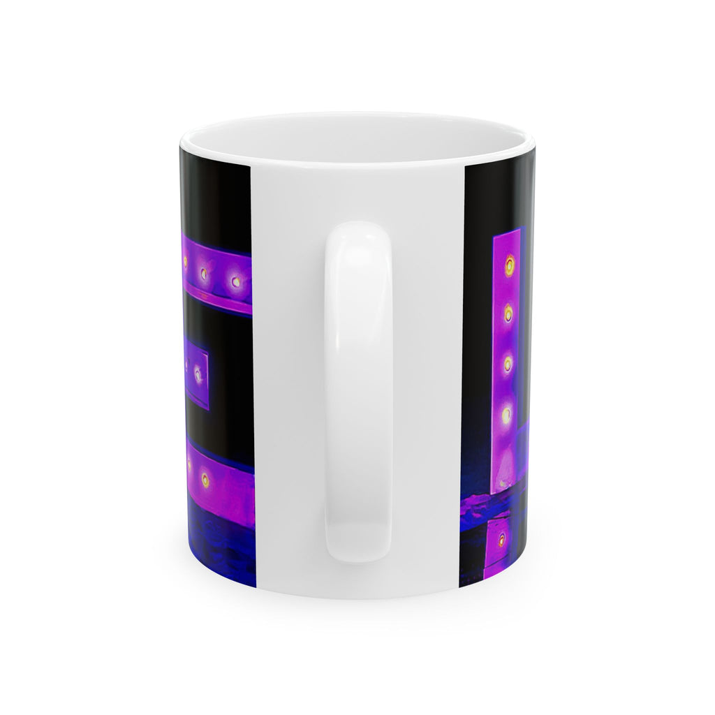 Love Marquee Ceramic Mug — Neon Purple LED Sign Coffee Cup (11oz & 15oz)