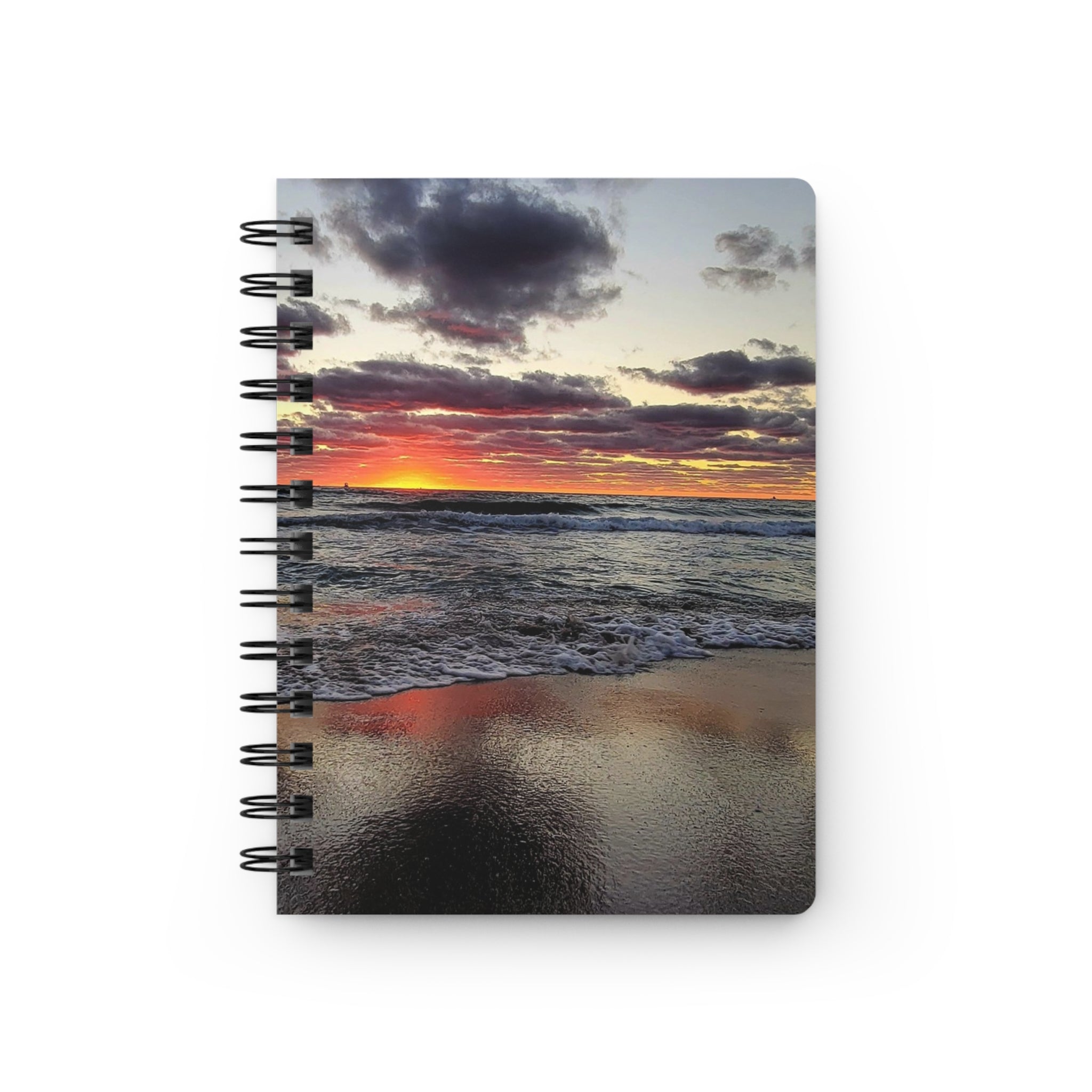 Sunset Beach Spiral Journal — Ocean Waves Photo Notebook